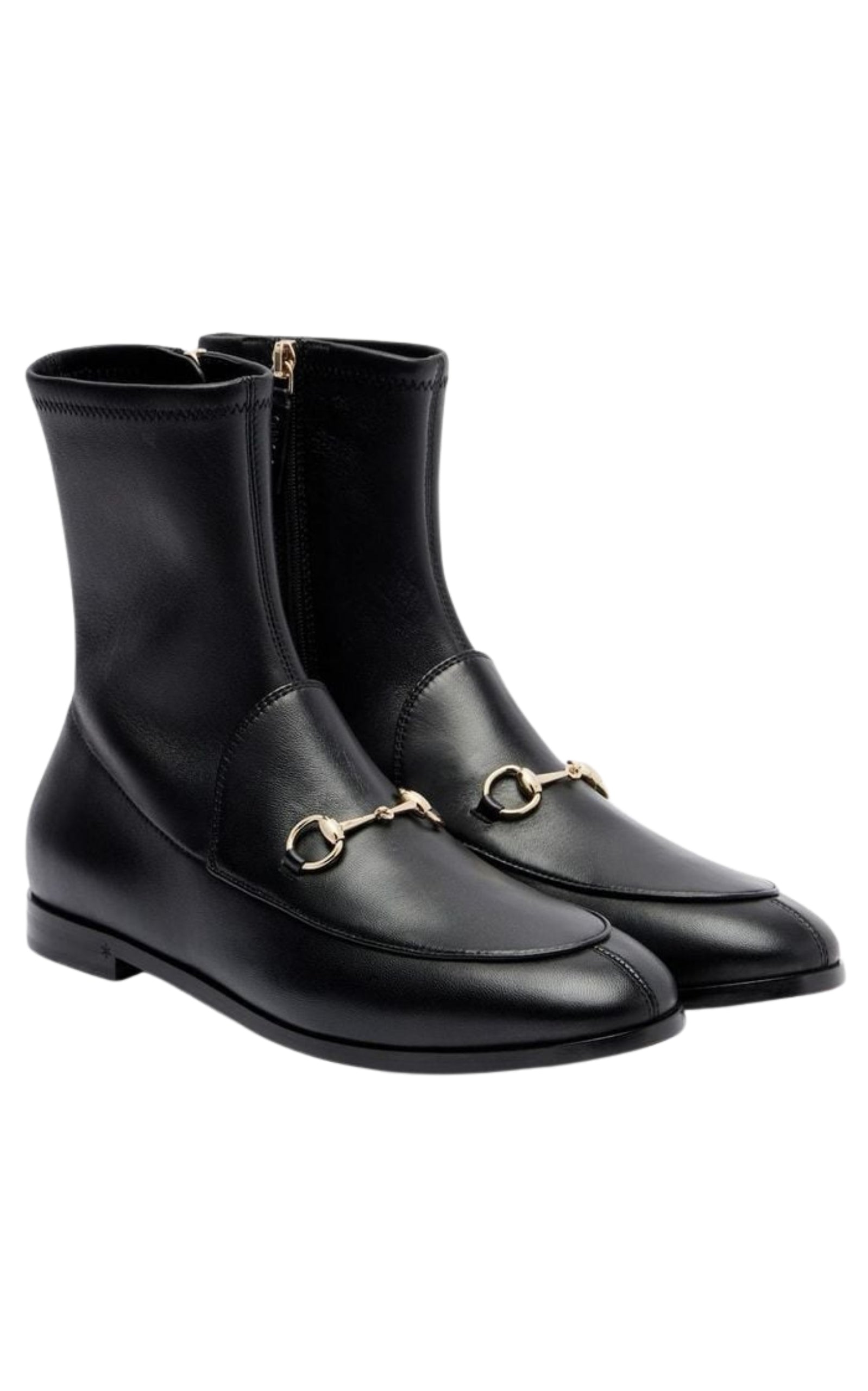 Gucci Jordaan black leather ankle boots with horsebit-inspired hardware