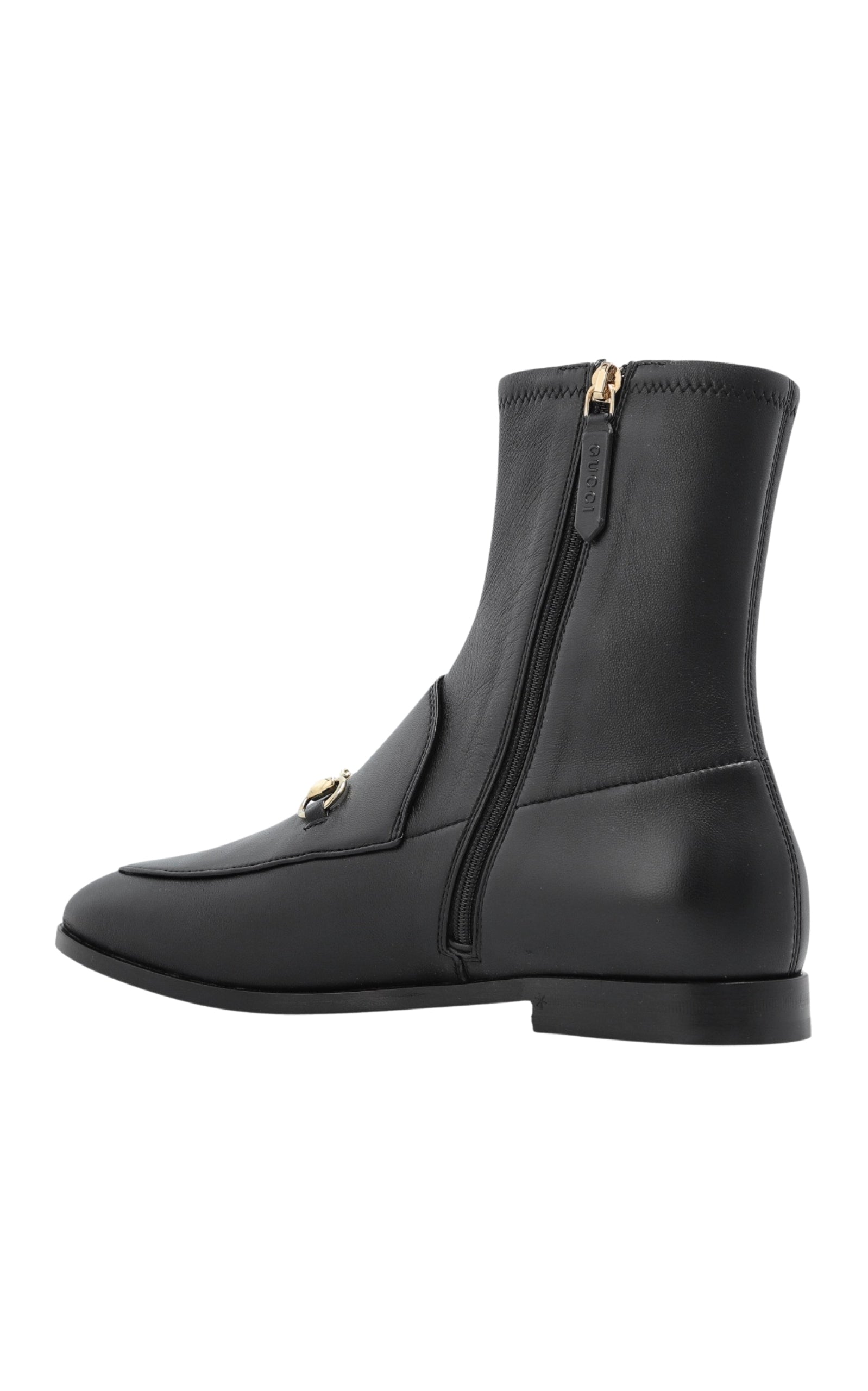 Gucci Jordaan black leather ankle boots with horsebit-inspired hardware