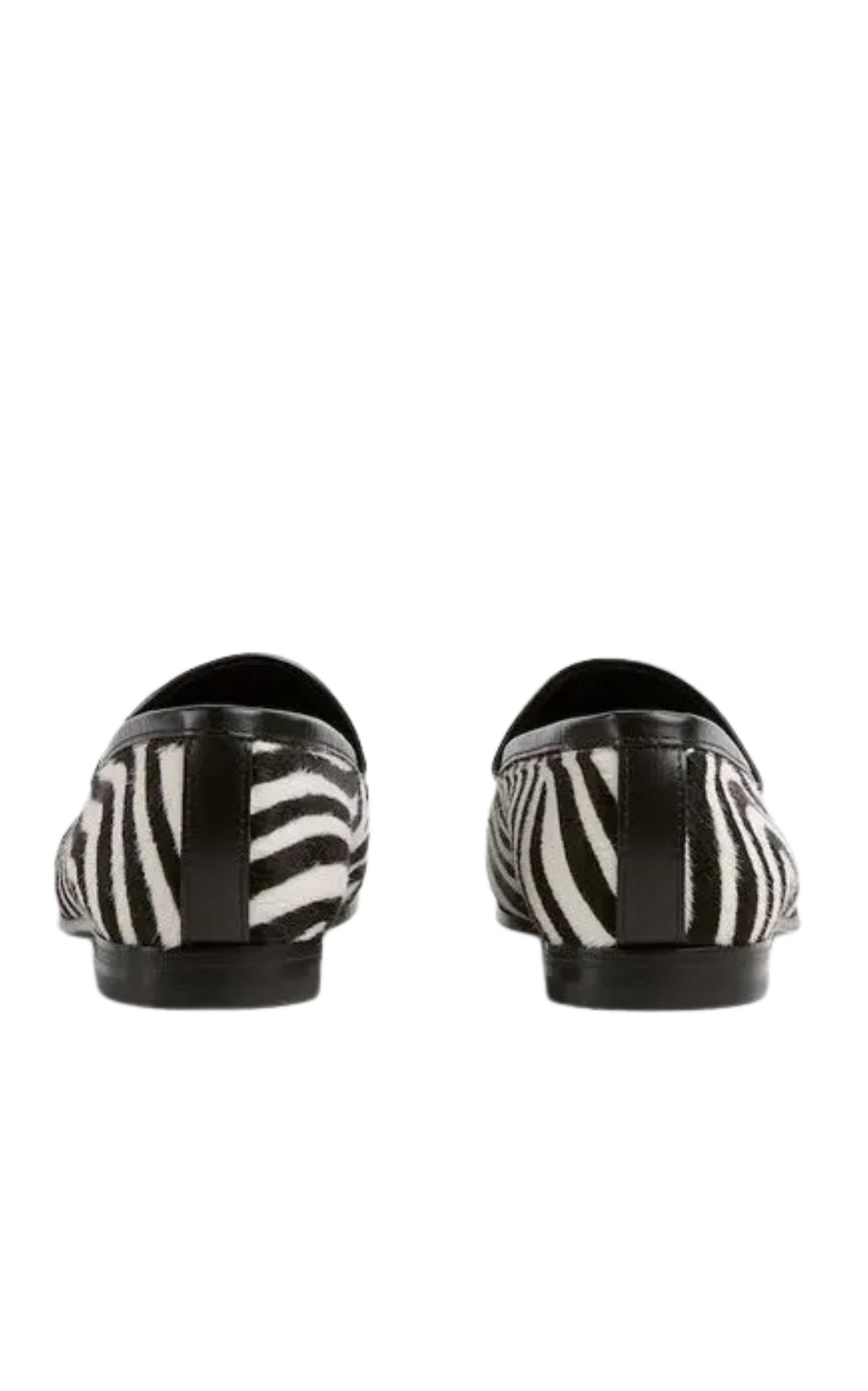 Gucci Jordaan zebra-print calf hair loafers with gold Horsebit hardware and almond toe