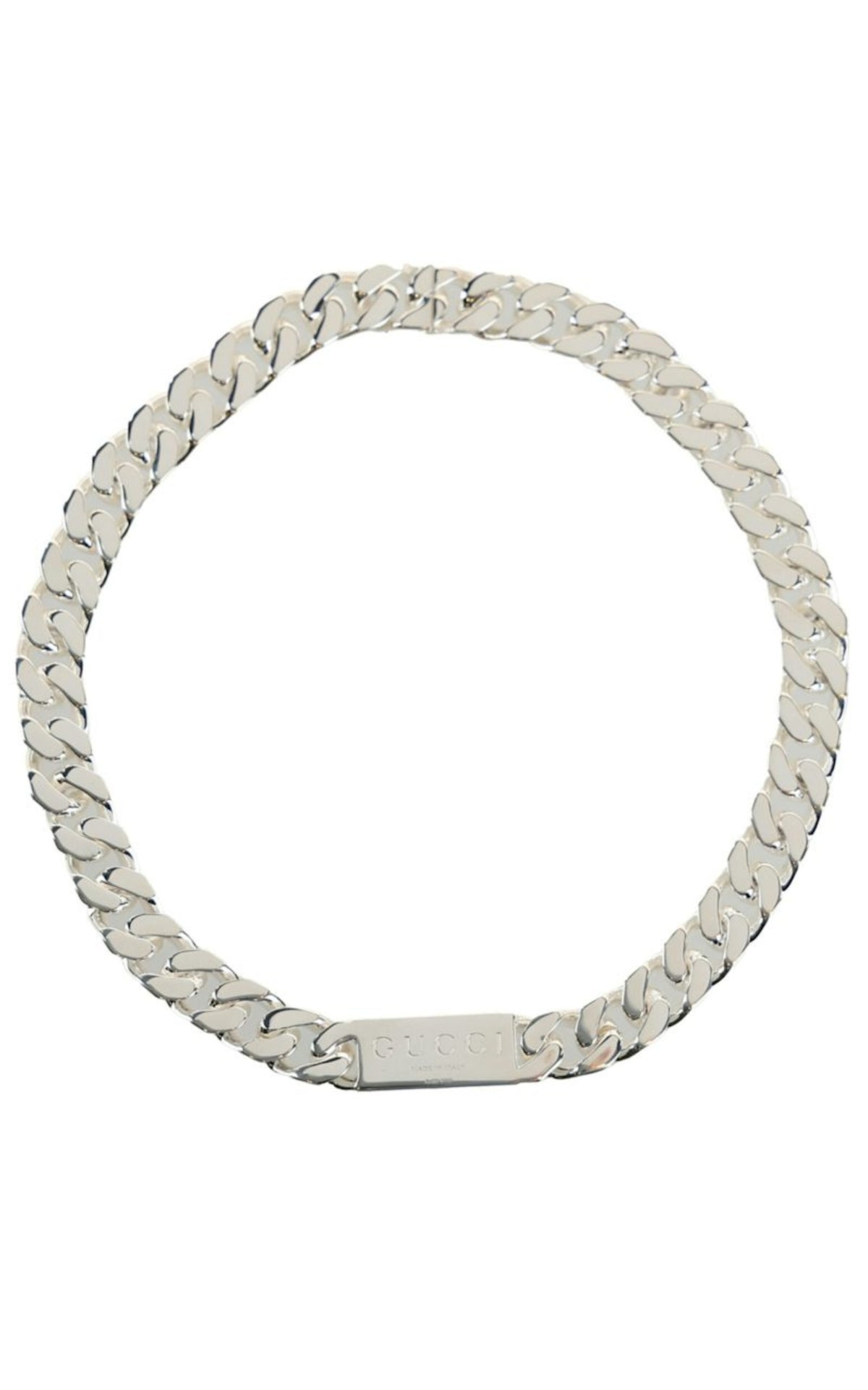 Gucci Trademark 925 sterling silver chain necklace with Rosso Ancora red enamel tag pendant
