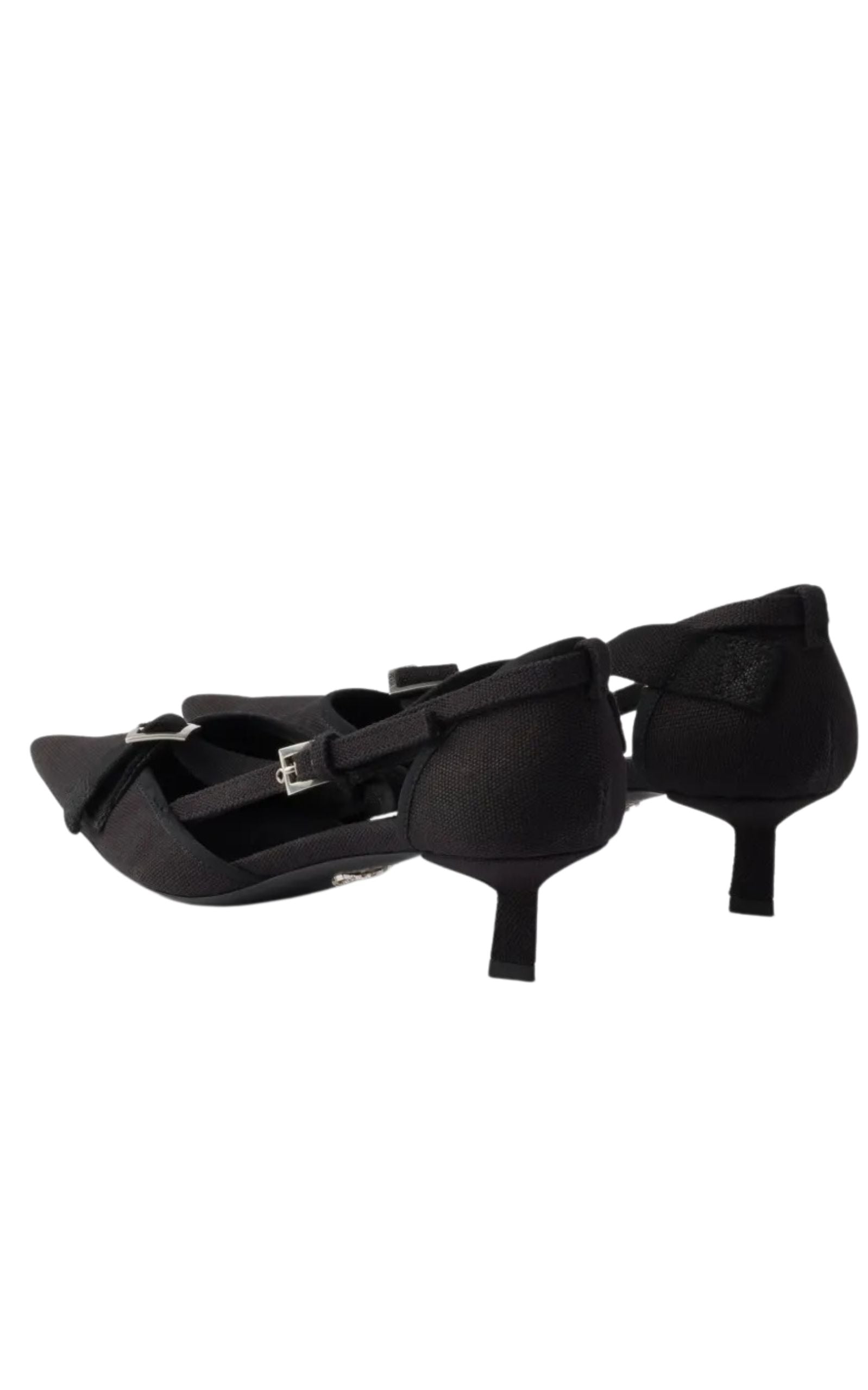 Prada Pointed Slingback Black Kitten Heel Pumps