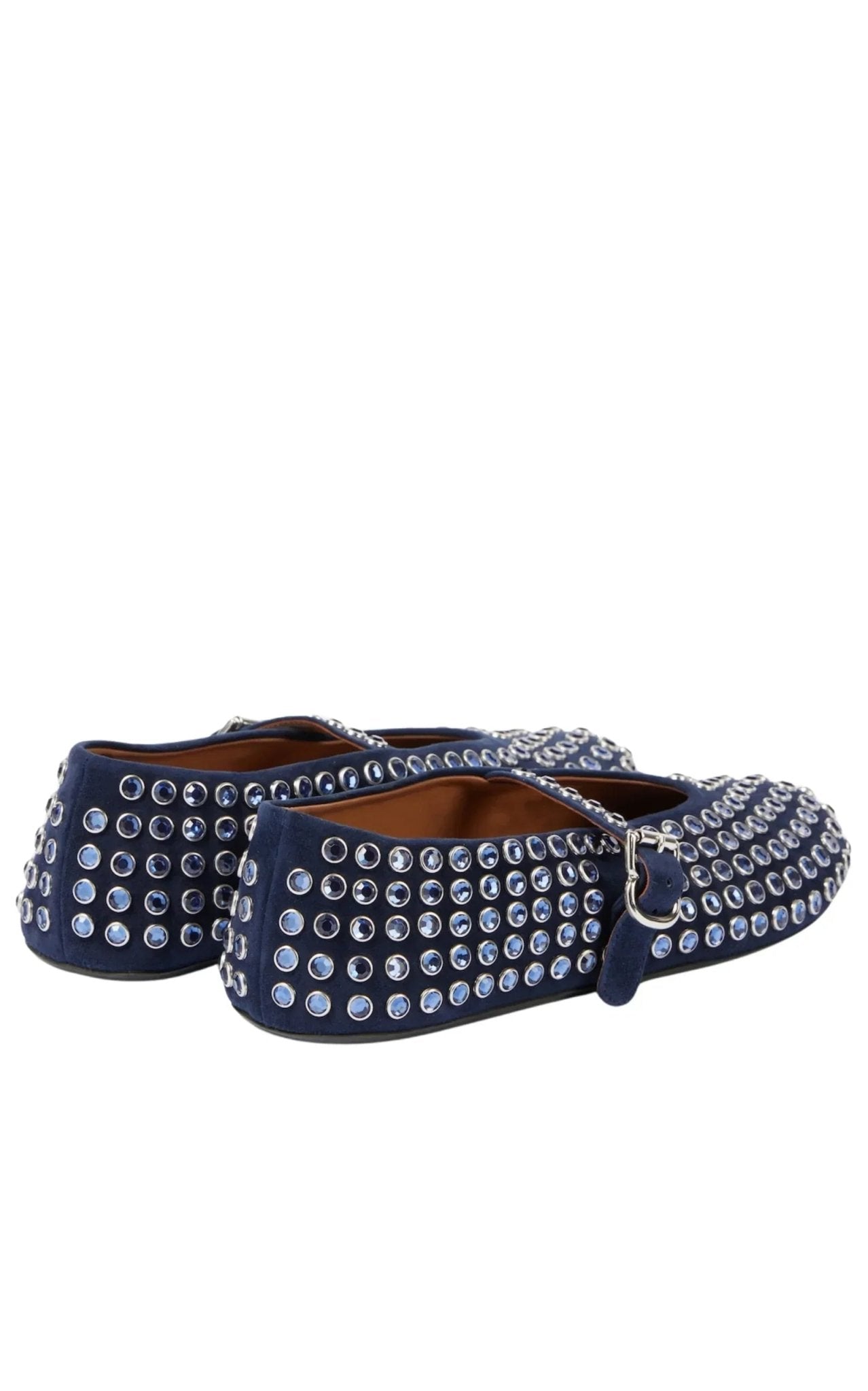 Alaïa Alaia Blue Embellished Suede Ballet Flats - Runway Catalog