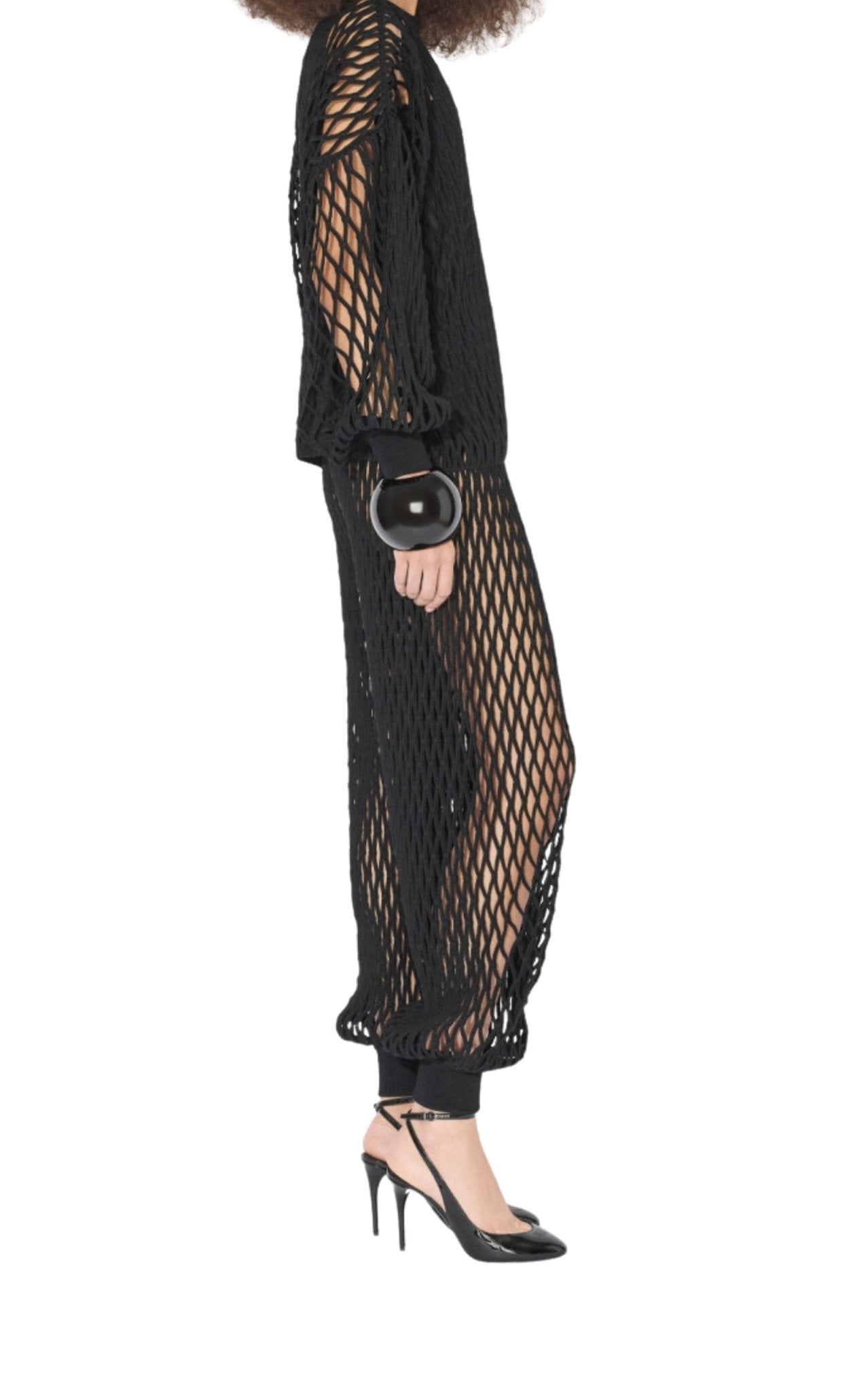 Alaïa Black Macrame Fishnet Sweater - Runway Catalog