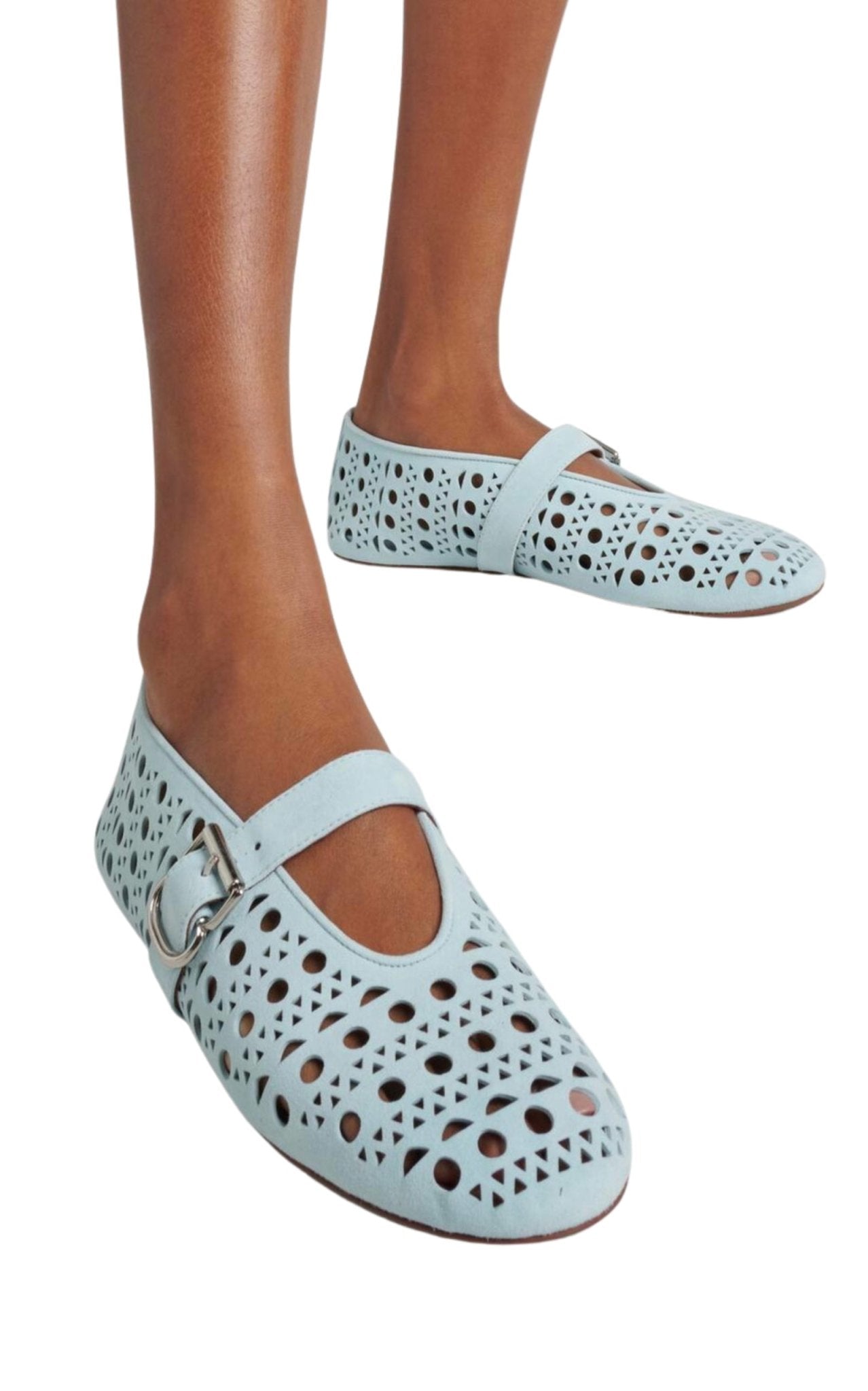 Alaïa Blue Leather Ballet Flats - Runway Catalog
