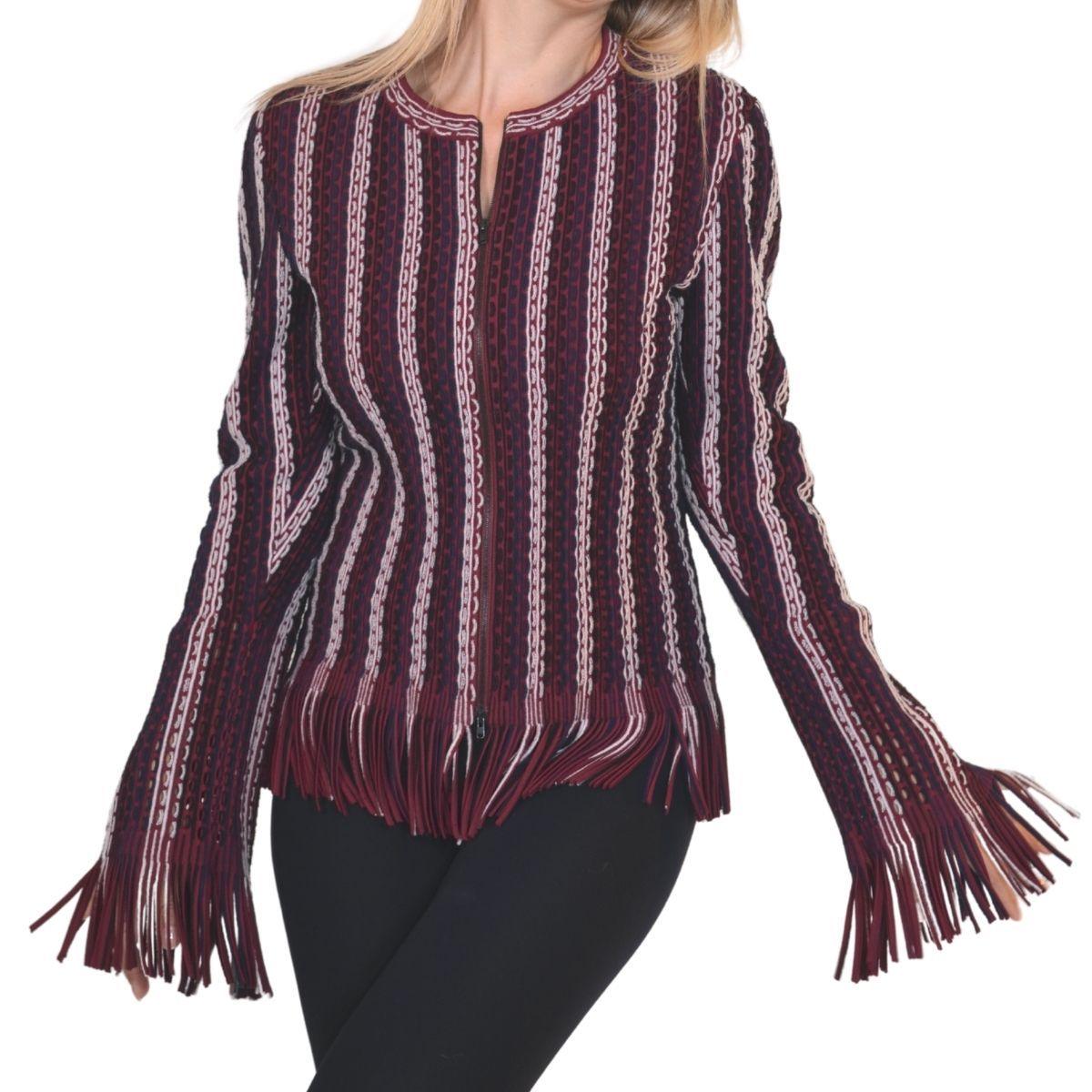 Alaïa Seamed Knit Moto Fringe Jacket - Runway Catalog