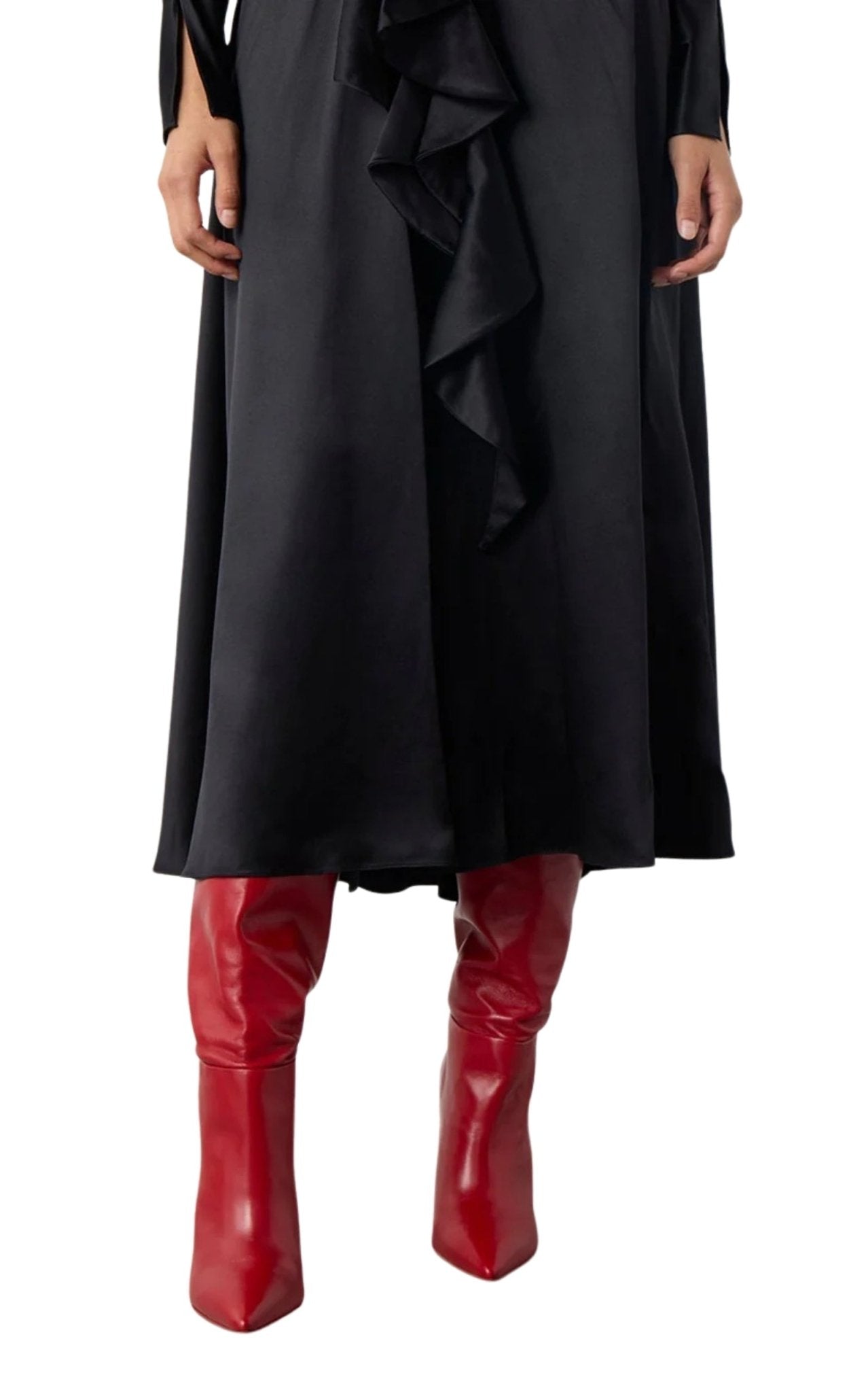 Alejandra Alonso Rojas knot silk dress with ruffles and V-neckline in black details