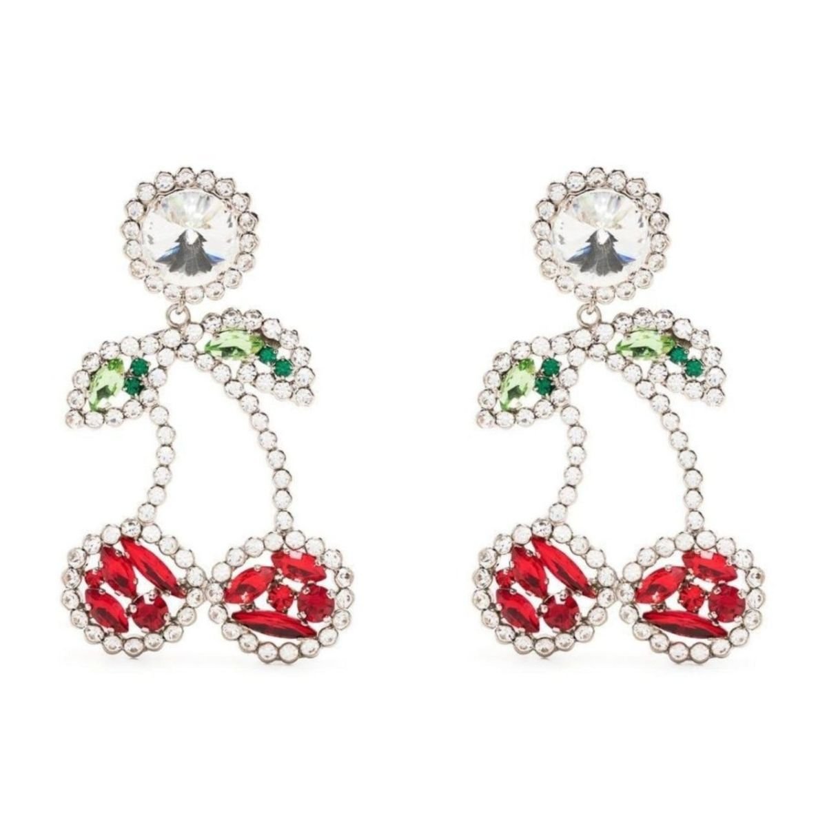 Alessandra Rich Cherry Crystal Clip - On Earrings - Runway Catalog