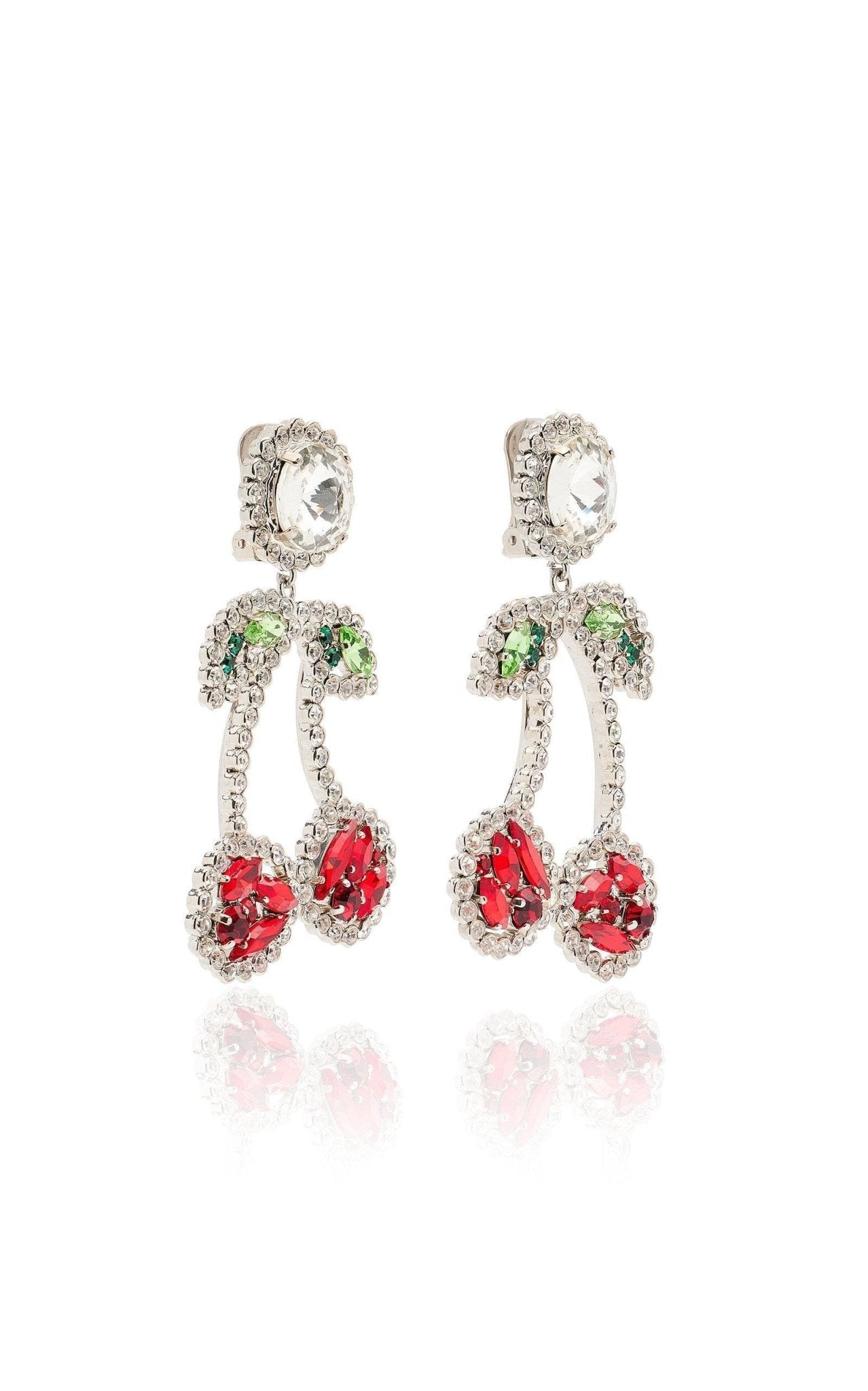 Alessandra Rich Cherry Crystal Clip - On Earrings - Runway Catalog