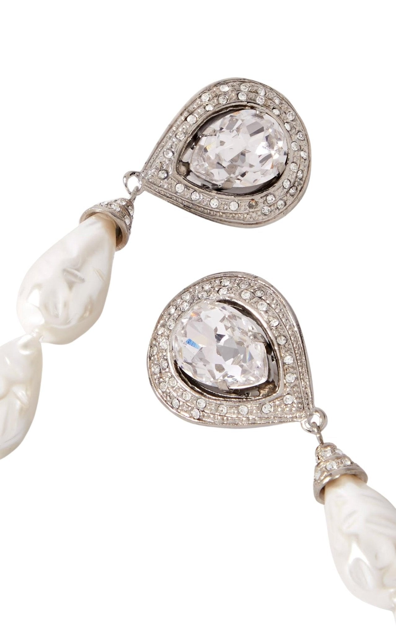 Alessandra Rich Crystal - embellished Pearl Clip - on Earrings - Runway Catalog