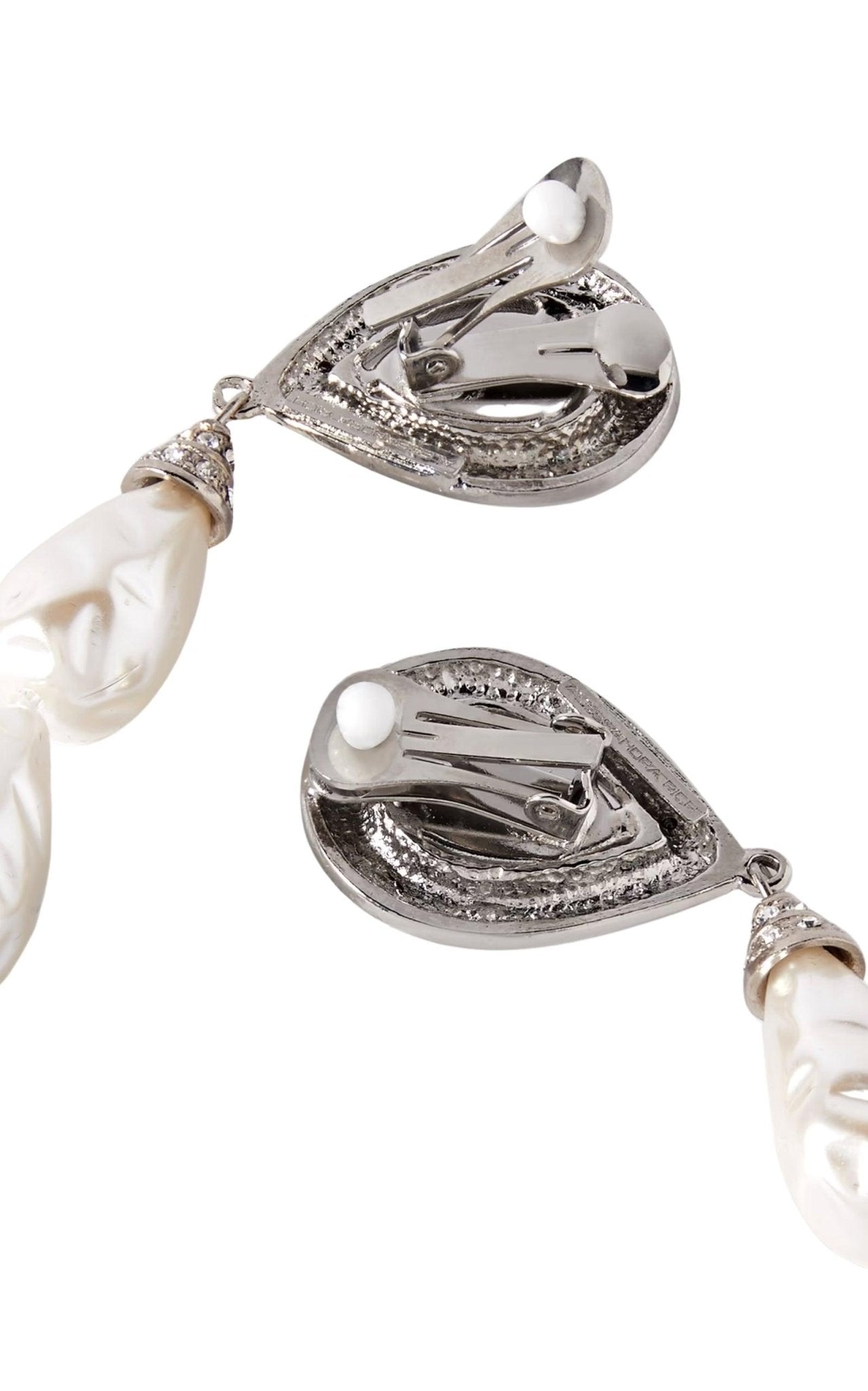 Alessandra Rich Crystal - embellished Pearl Clip - on Earrings - Runway Catalog