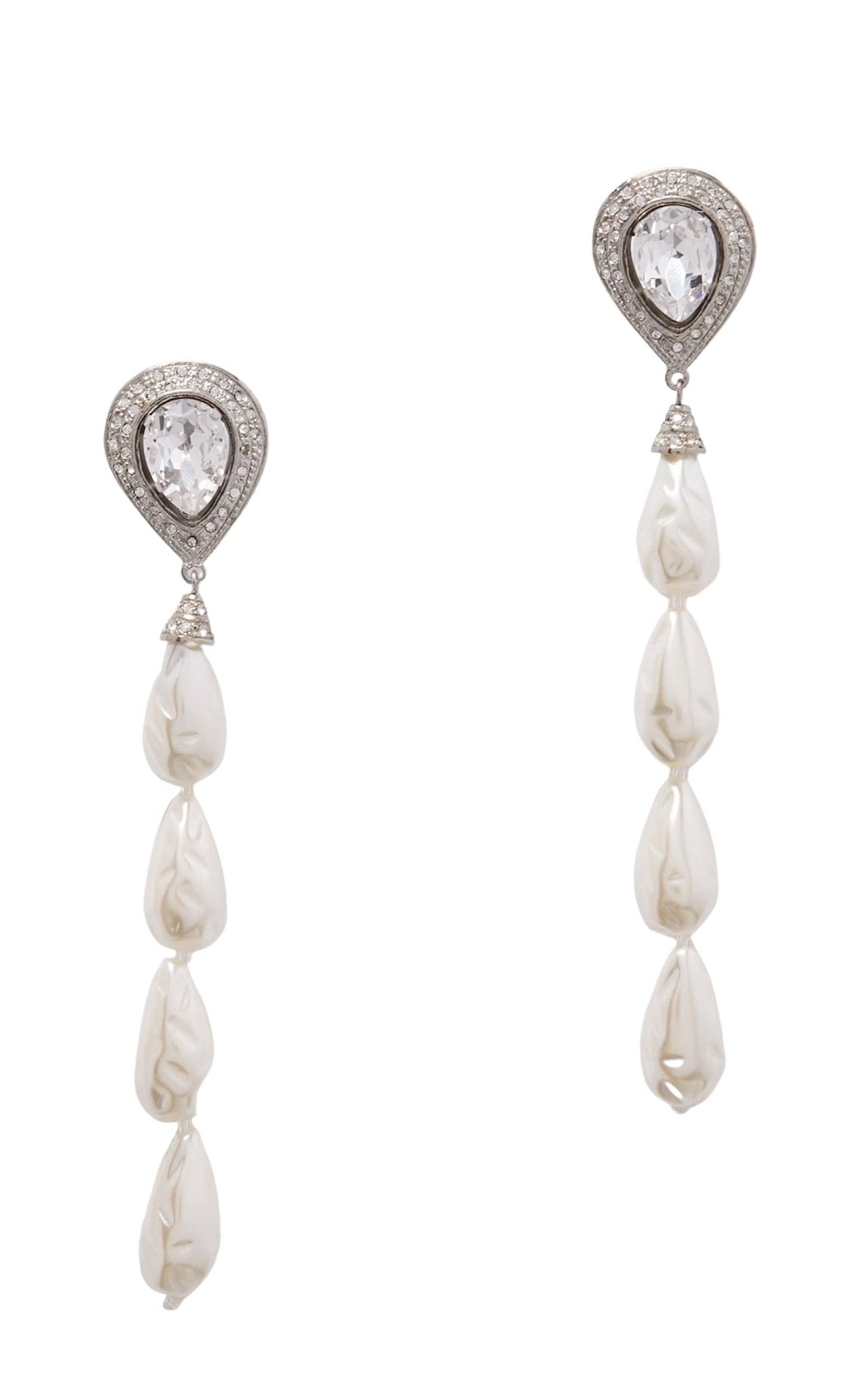Alessandra Rich Crystal - embellished Pearl Clip - on Earrings - Runway Catalog