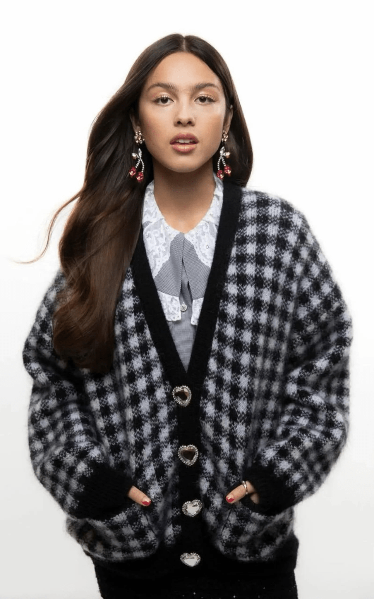 Alessandra Rich Embellished Check Mohair Cardigan - Runway Catalog