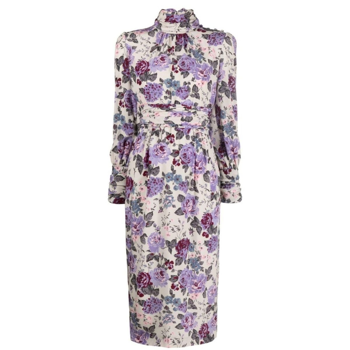 Alessandra Rich Floral Silk Midi Dress - Runway Catalog