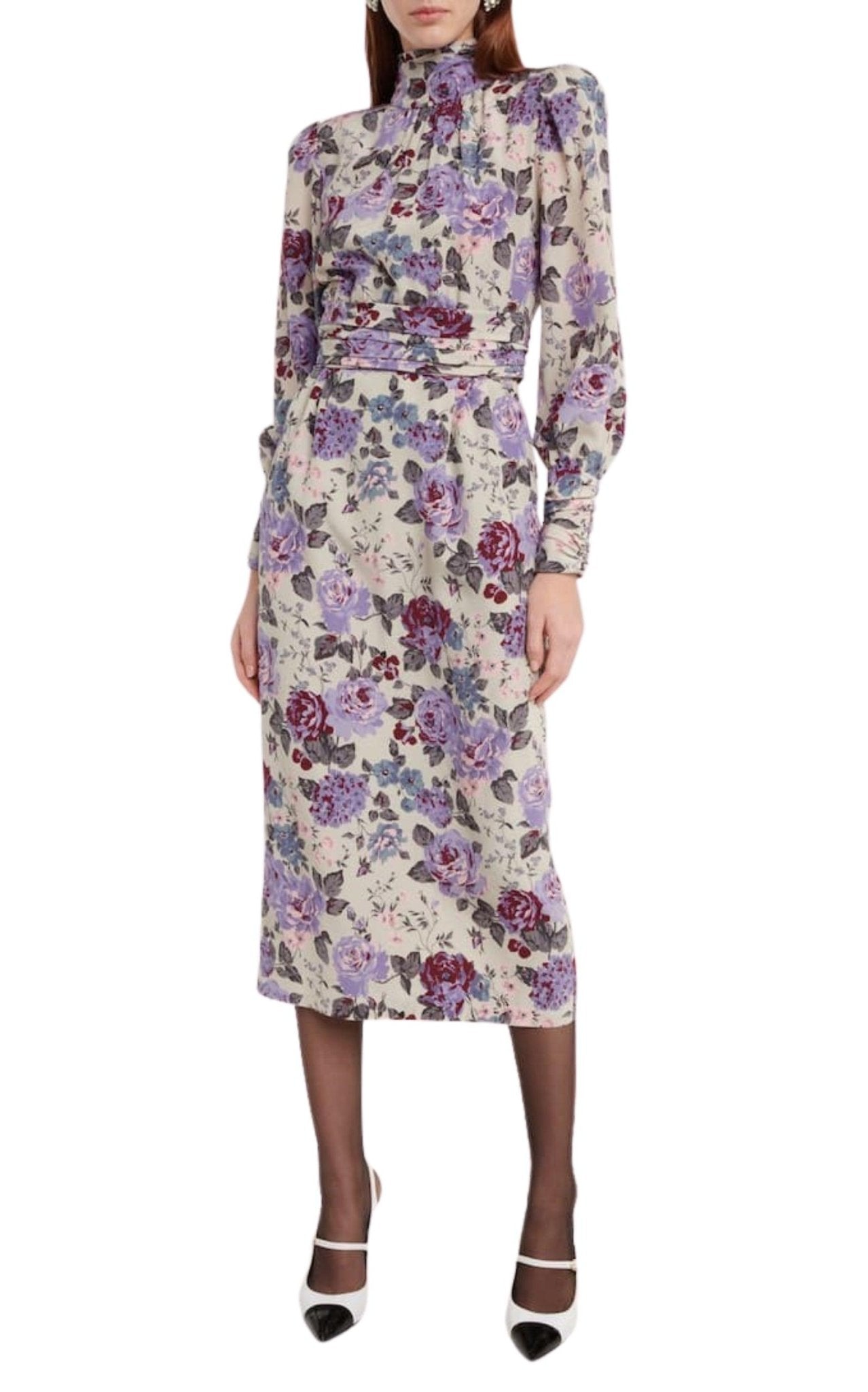 Alessandra Rich Floral Silk Midi Dress - Runway Catalog