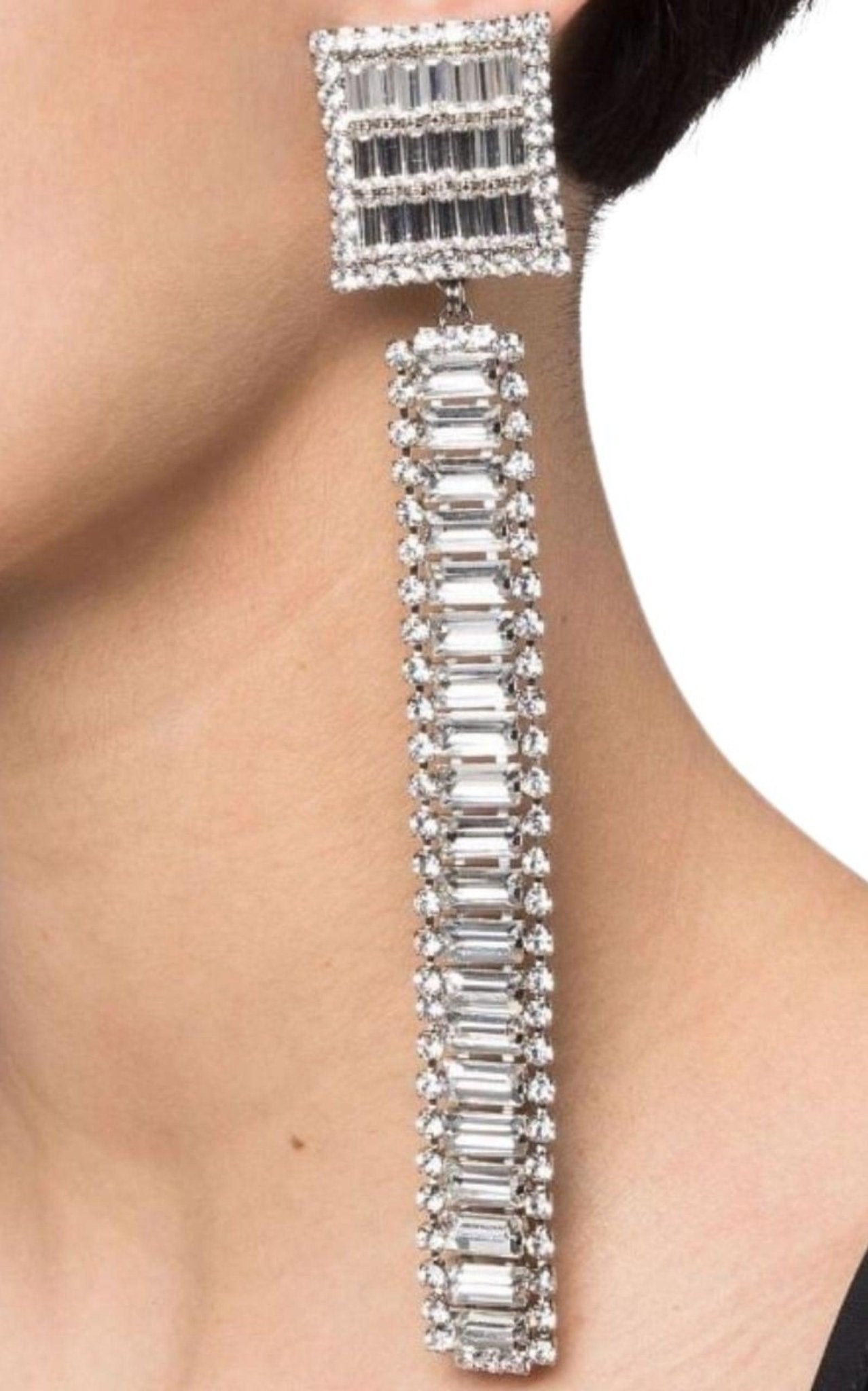 Alessandra Rich Long Crystal - embellished Earrings - Runway Catalog