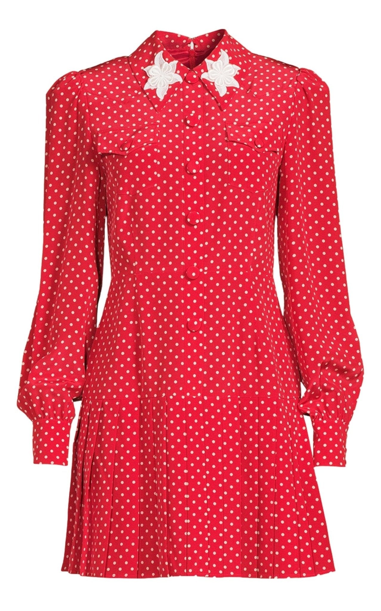 Alessandra Rich Polka Dot Print Silk Shirt Dress - Runway Catalog