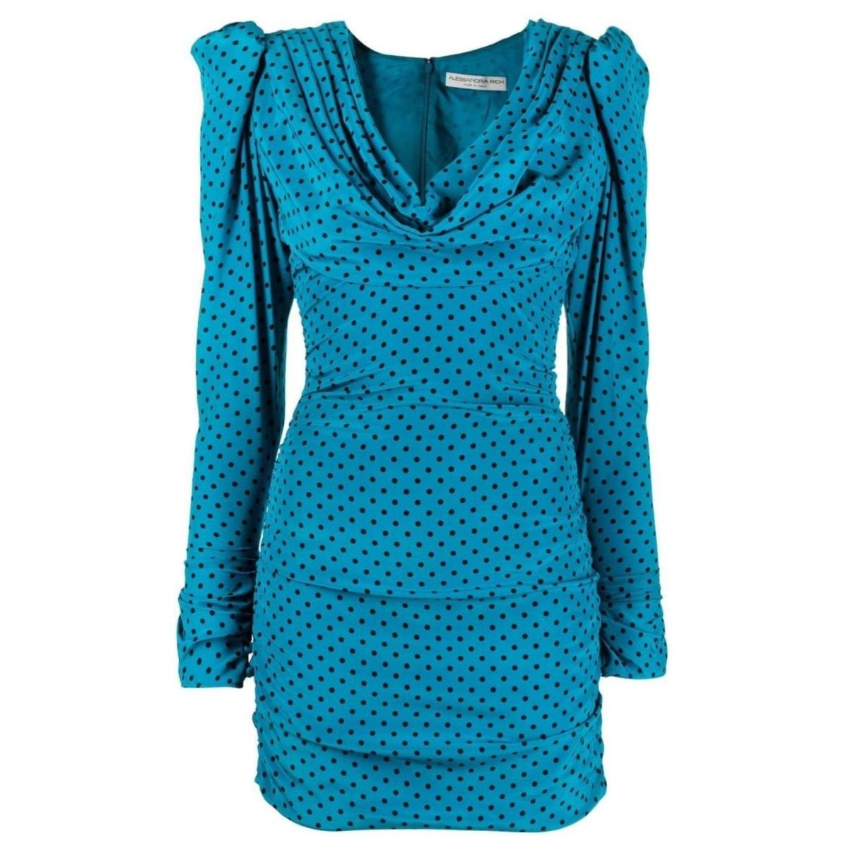 Alessandra Rich Polka - dot Silk Draped Mini - Runway Catalog