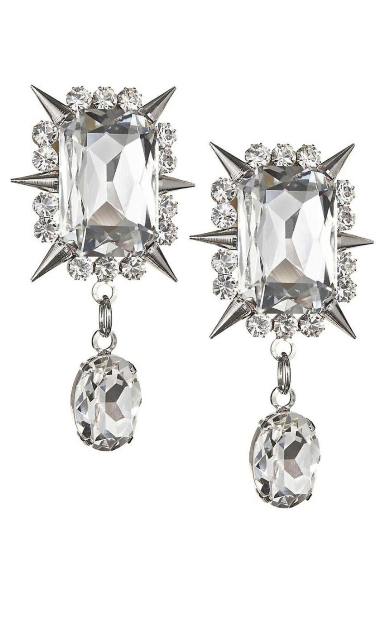 Alessandra Rich Spike Pendant Drop Clip - On Earrings - Runway Catalog