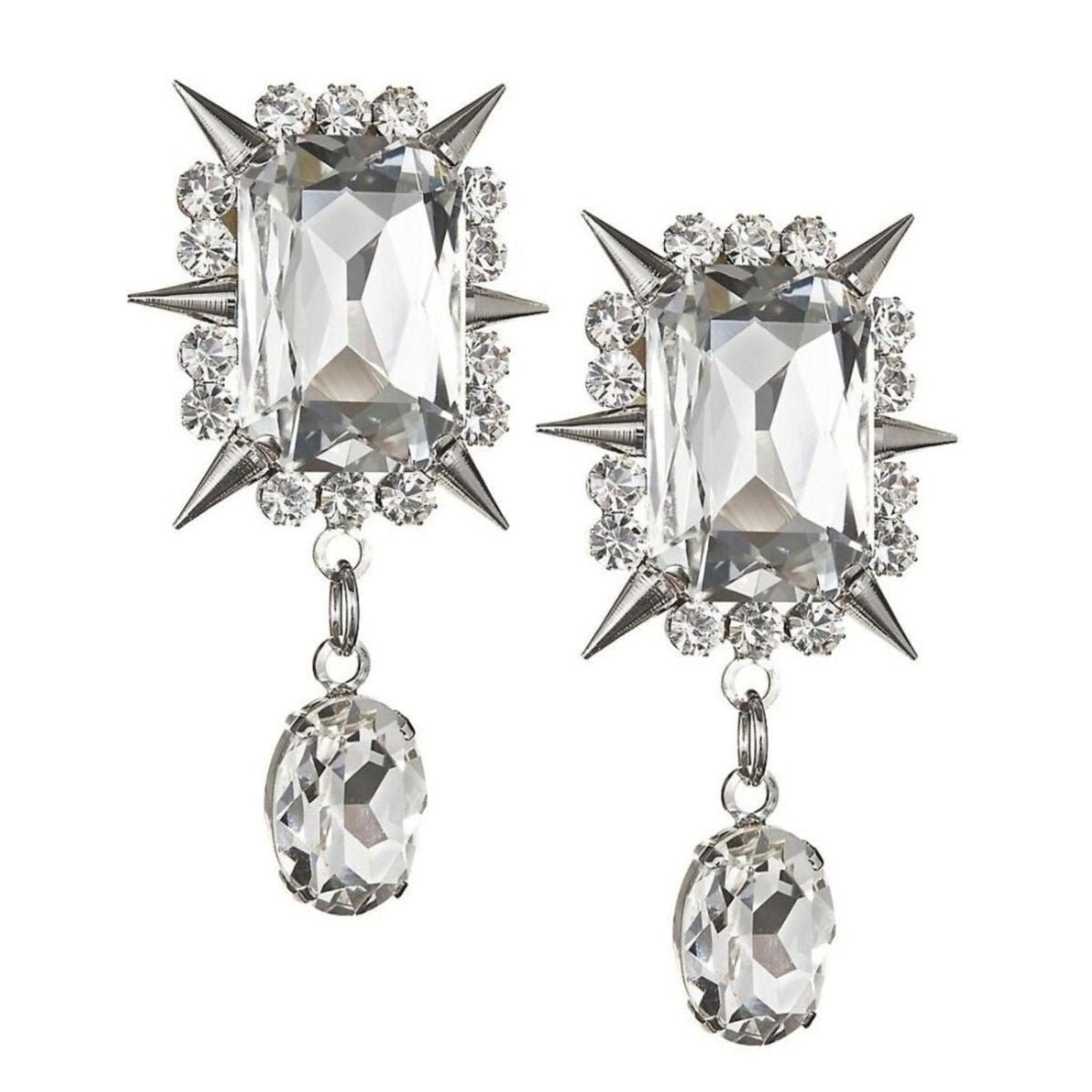 Alessandra Rich Spike Pendant Drop Clip - On Earrings - Runway Catalog