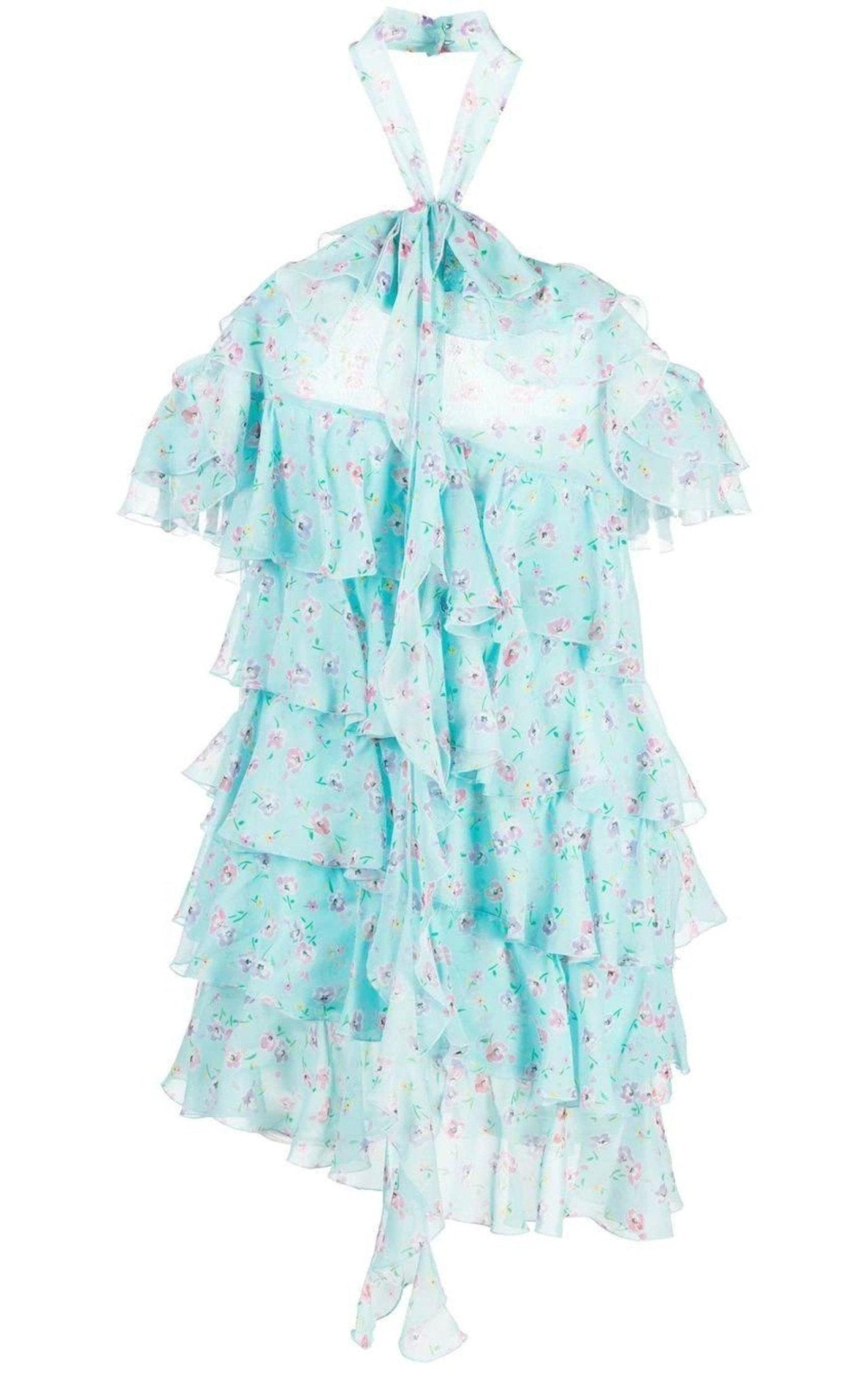 Alessandra Rich Violet Silk Georgette Mini Dress - Runway Catalog