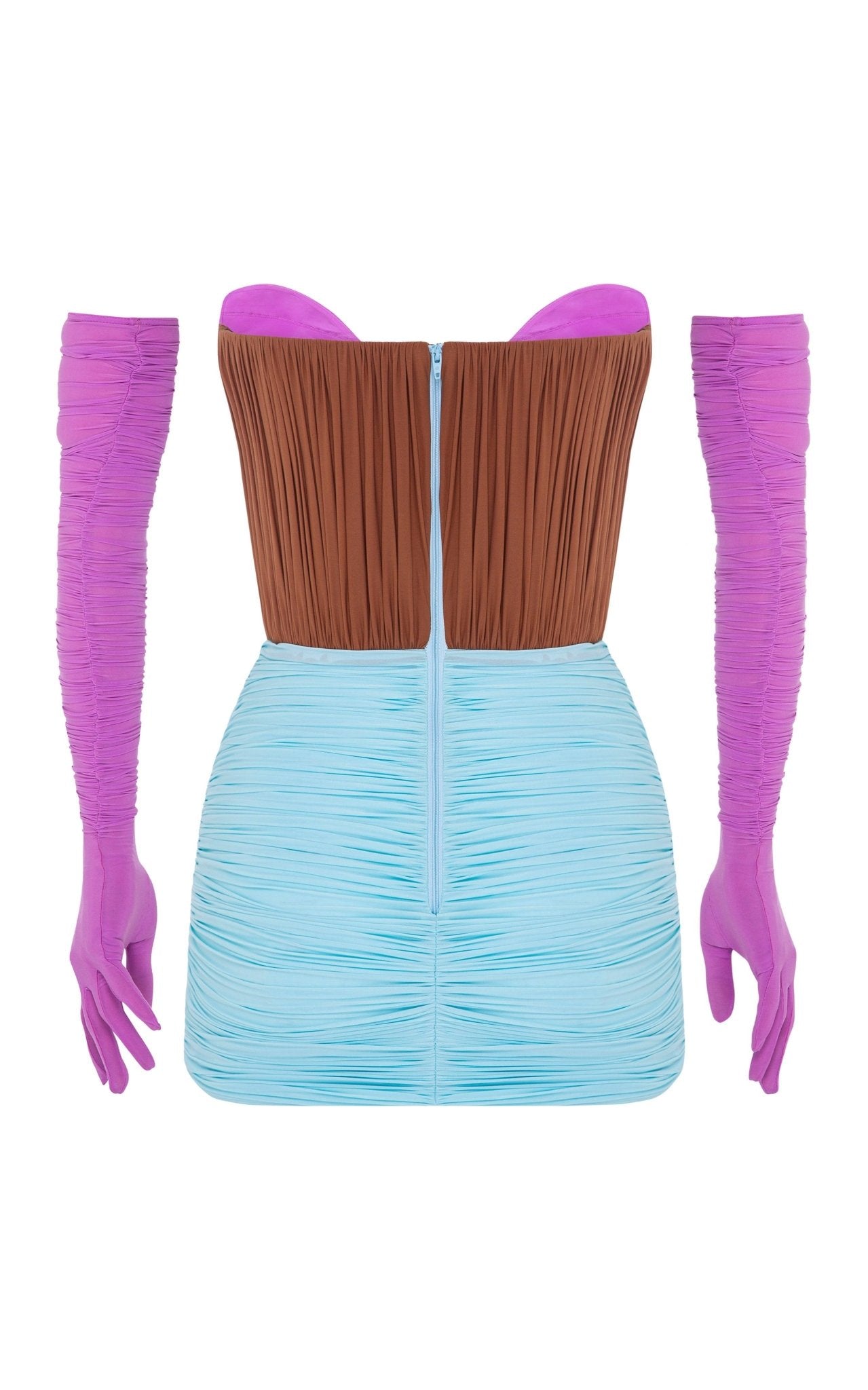 Alex Perry Stone Gloved Ruched Mesh Mini Dress - Runway Catalog