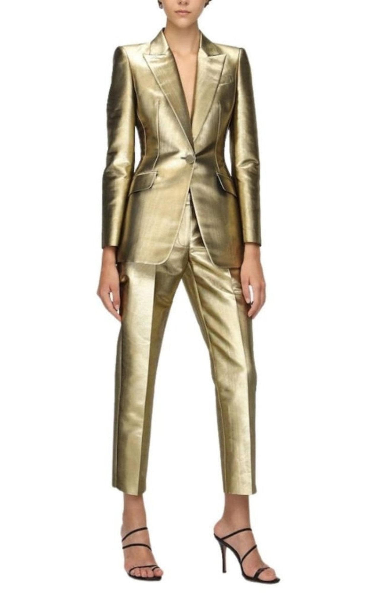 Alexander McQueen Metallic Moire Cigarette Pants - Runway Catalog