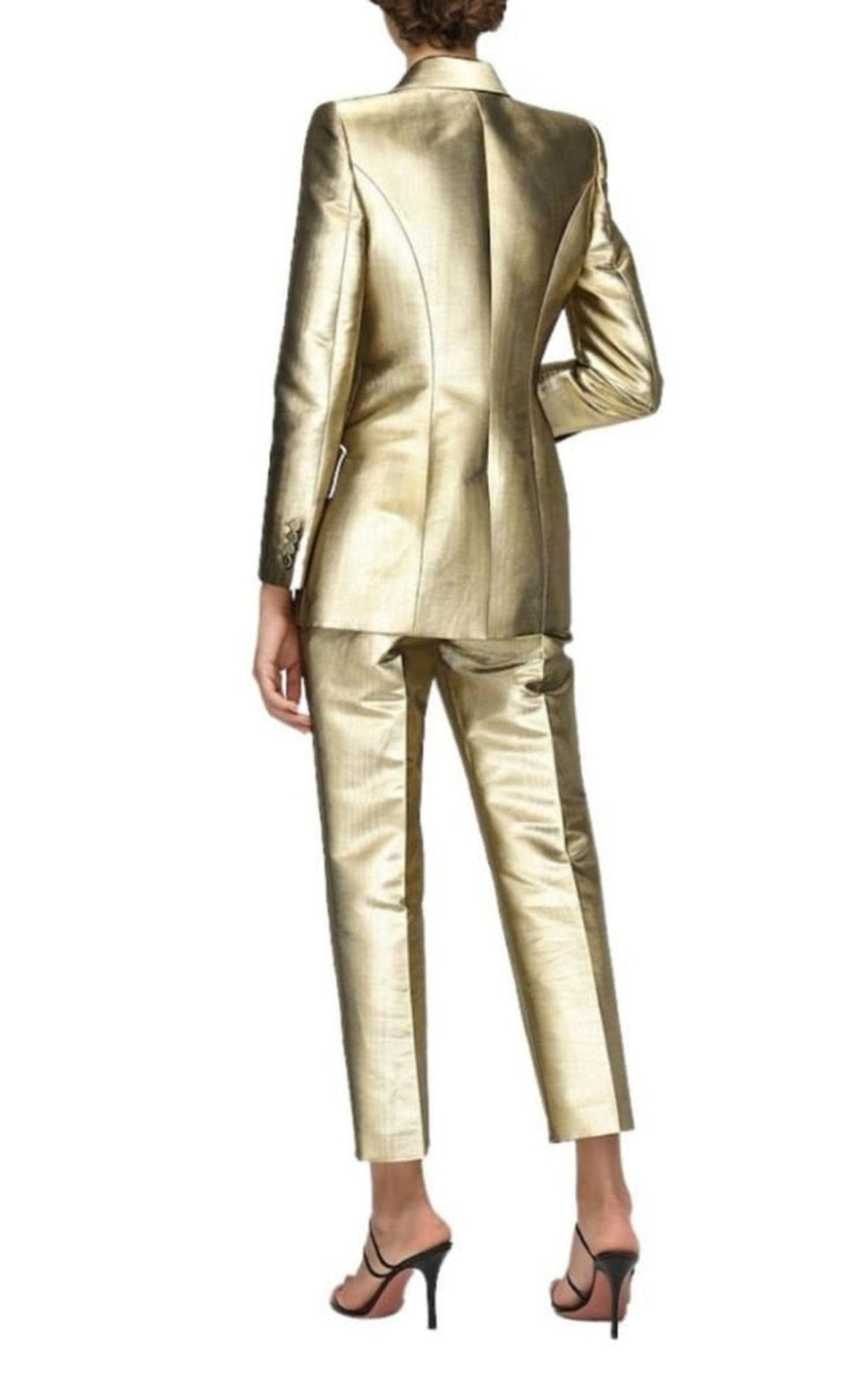 Alexander McQueen Metallic Moire Cigarette Pants - Runway Catalog