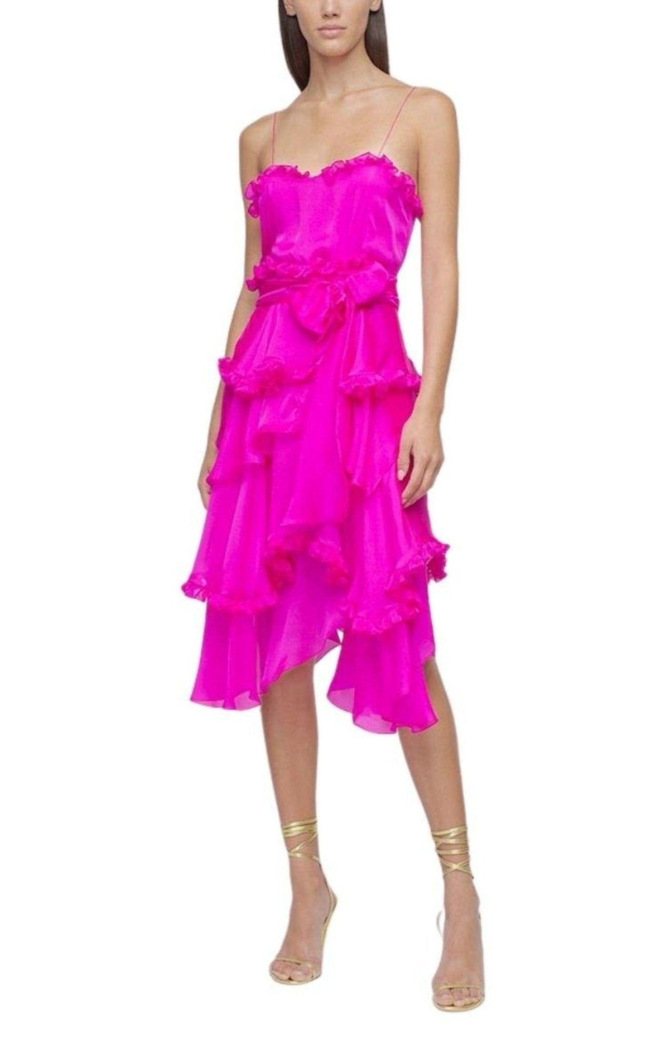 Alexandre Vauthier Silk Chiffon Ruffled Knee Length Dress - Runway Catalog
