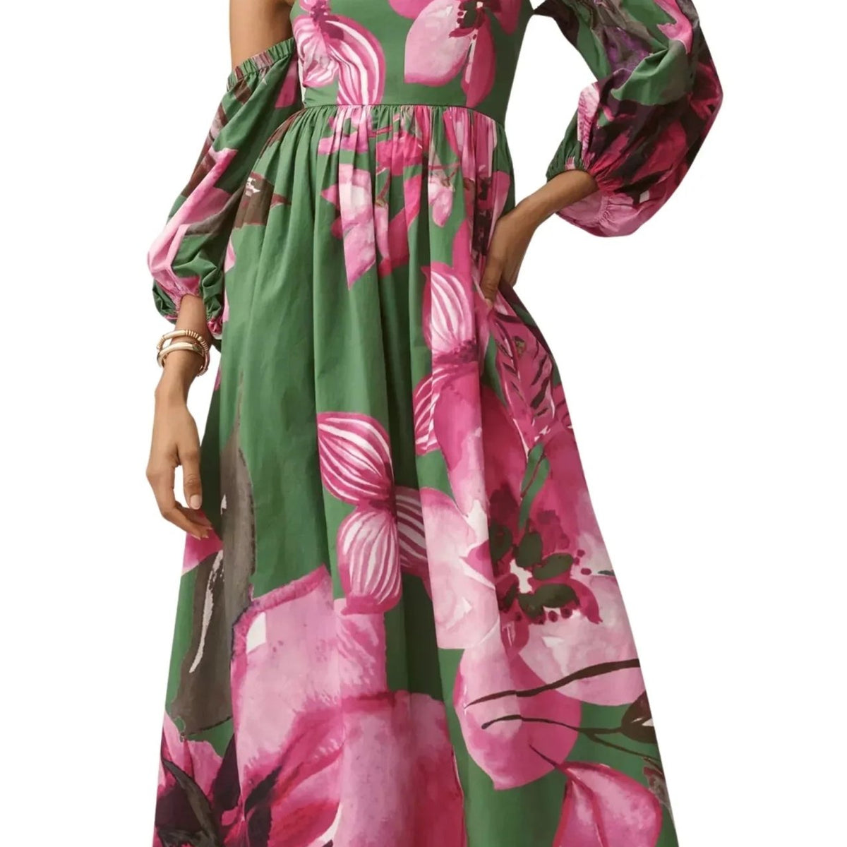 anthropologie floral dress maxi Farm Rio x Anthropologie Long-Sleeve V-Neck Floral Maxi Dress