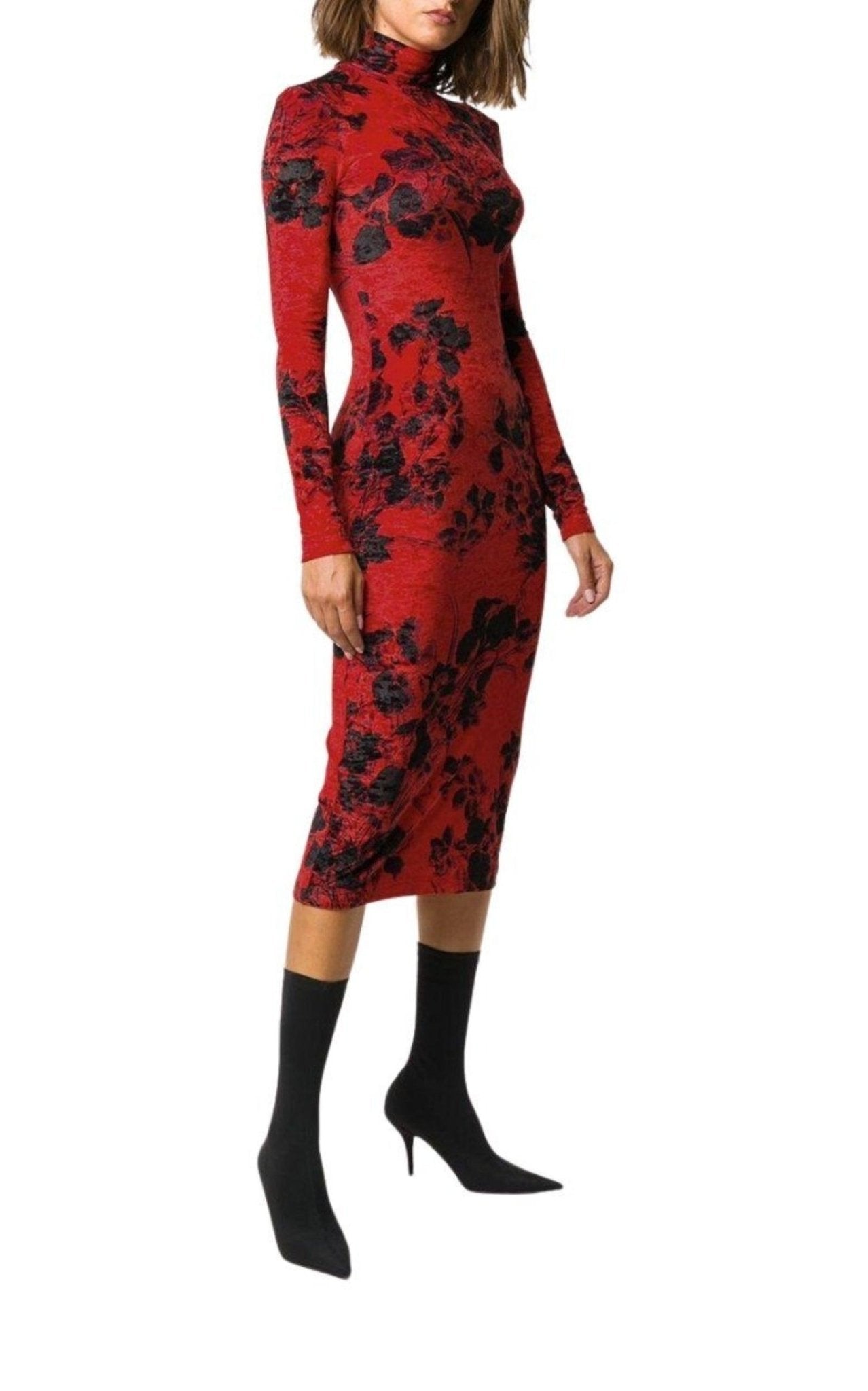 Balenciaga Floral - Print Turtleneck Dress - Runway Catalog