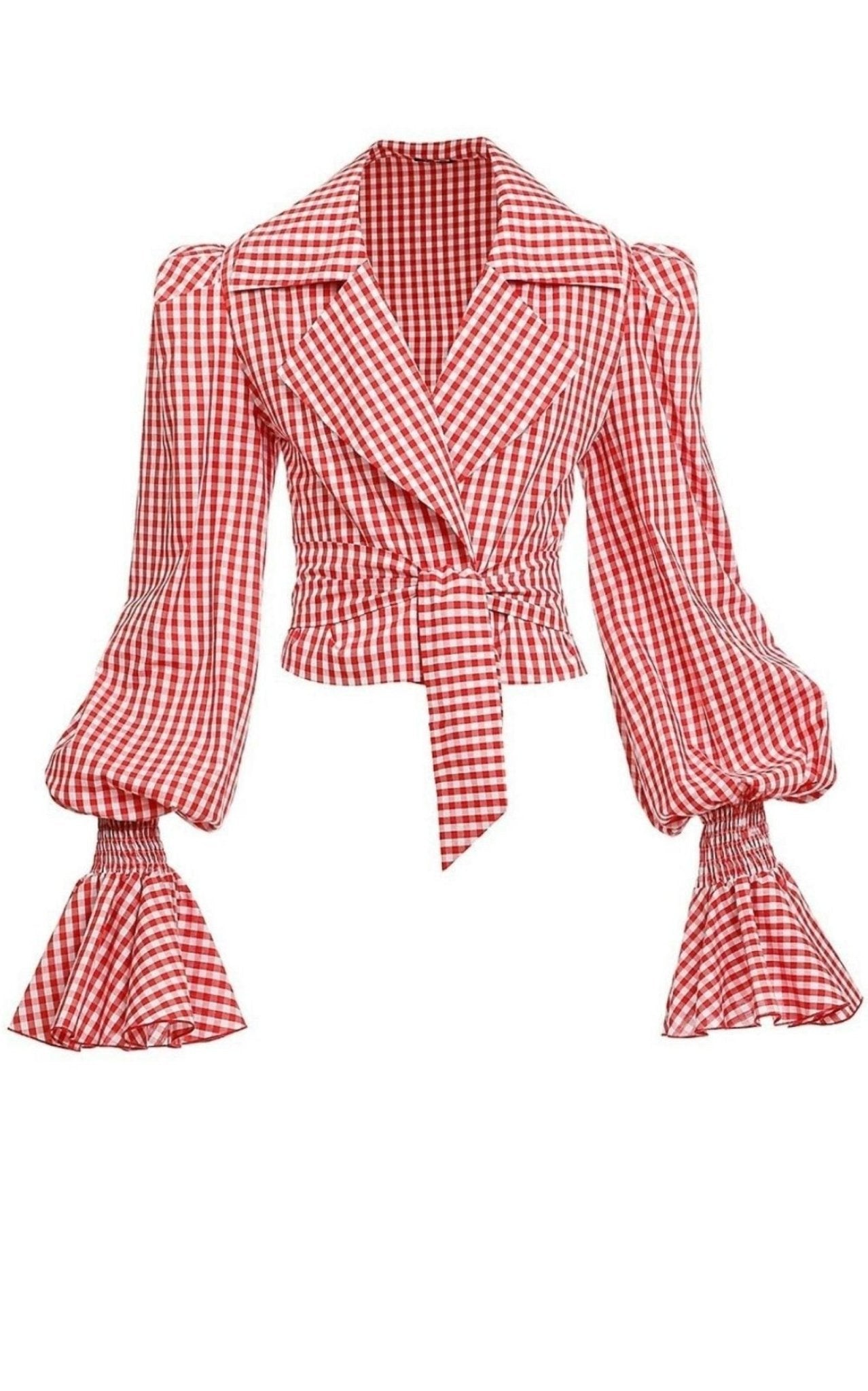 Balmain Balloon - Sleeve Gingham Blouse - Runway Catalog