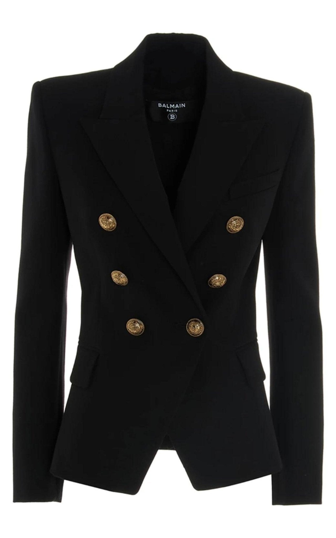 Balmain Black Classic Double - Breasted Wool Blazer - Runway Catalog