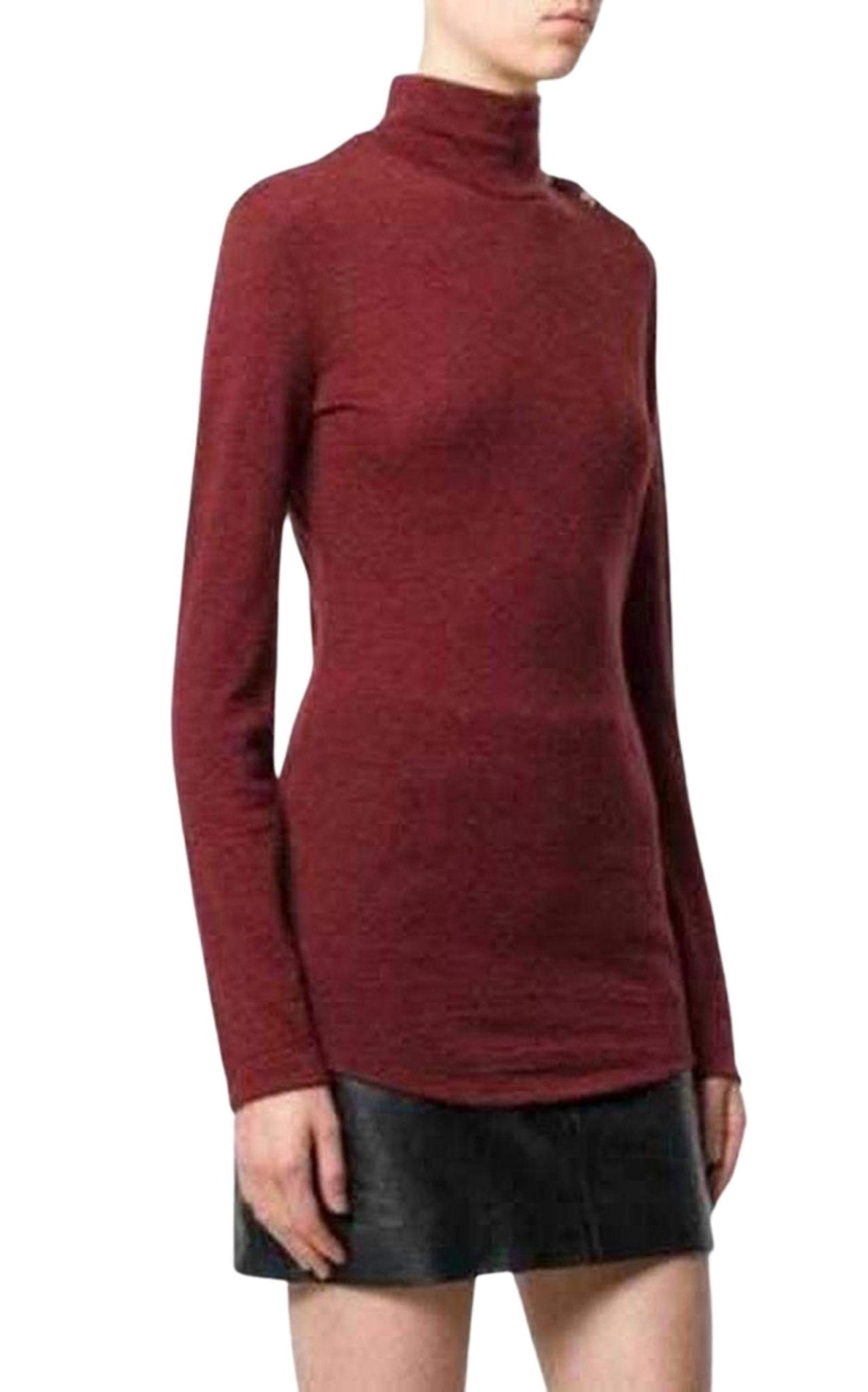 Balmain Burgundy Wool Knit Turtleneck Sweater - Runway Catalog