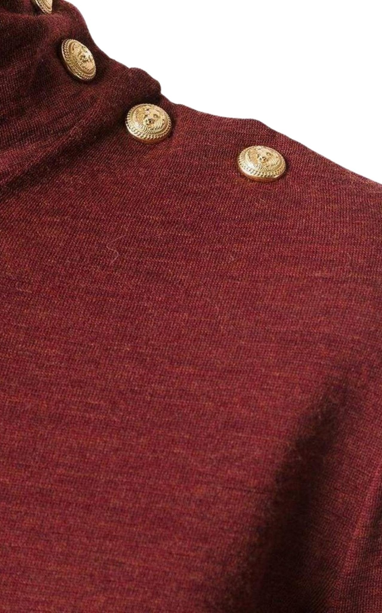 Balmain Burgundy Wool Knit Turtleneck Sweater - Runway Catalog