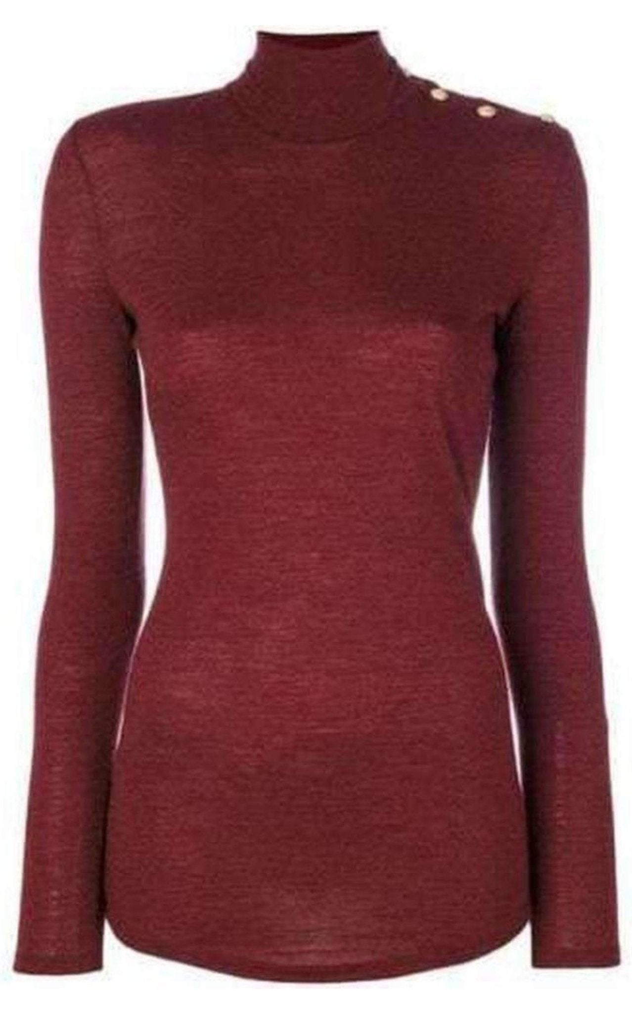 Balmain Burgundy Wool Knit Turtleneck Sweater - Runway Catalog