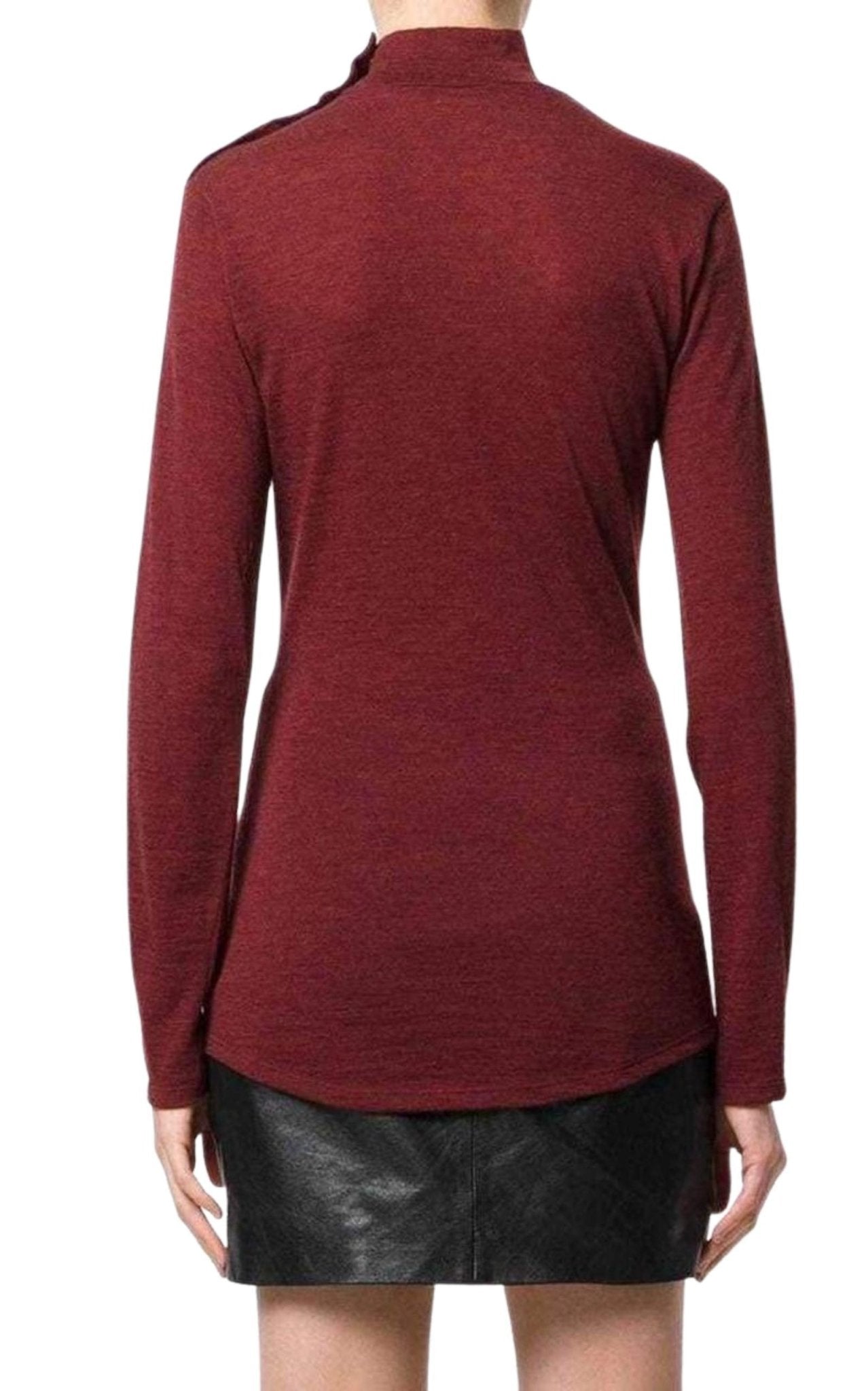 Balmain Burgundy Wool Knit Turtleneck Sweater - Runway Catalog