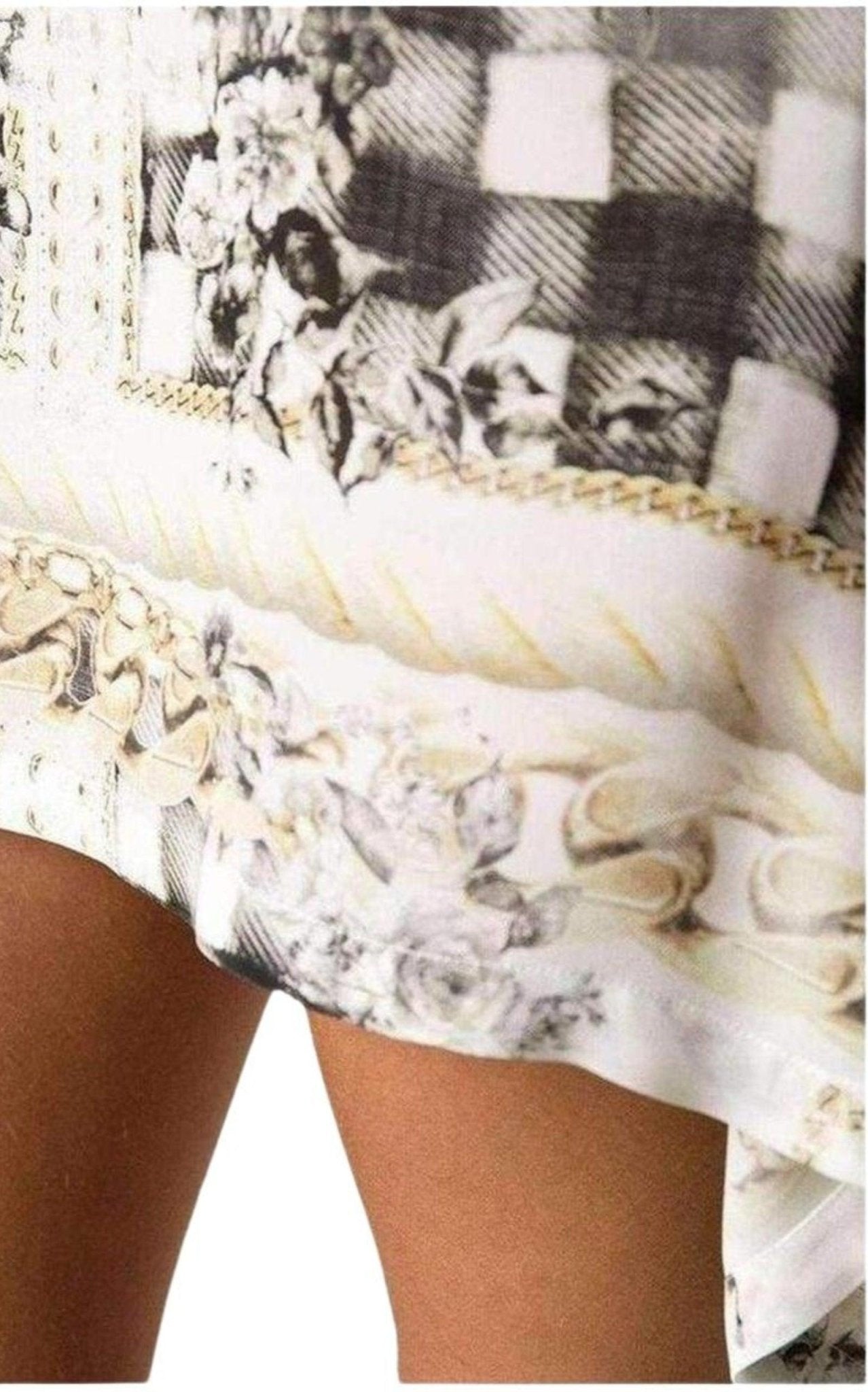 Balmain Cream Printed Silk Tunic Dress - Runway Catalog