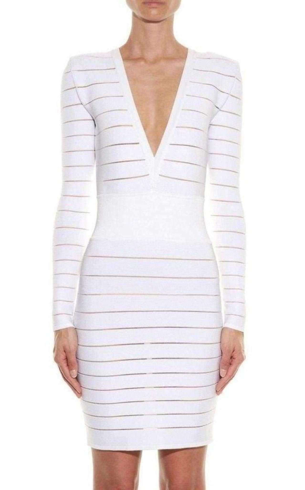 Balmain Deep V - Neck Knit Dress - Runway Catalog