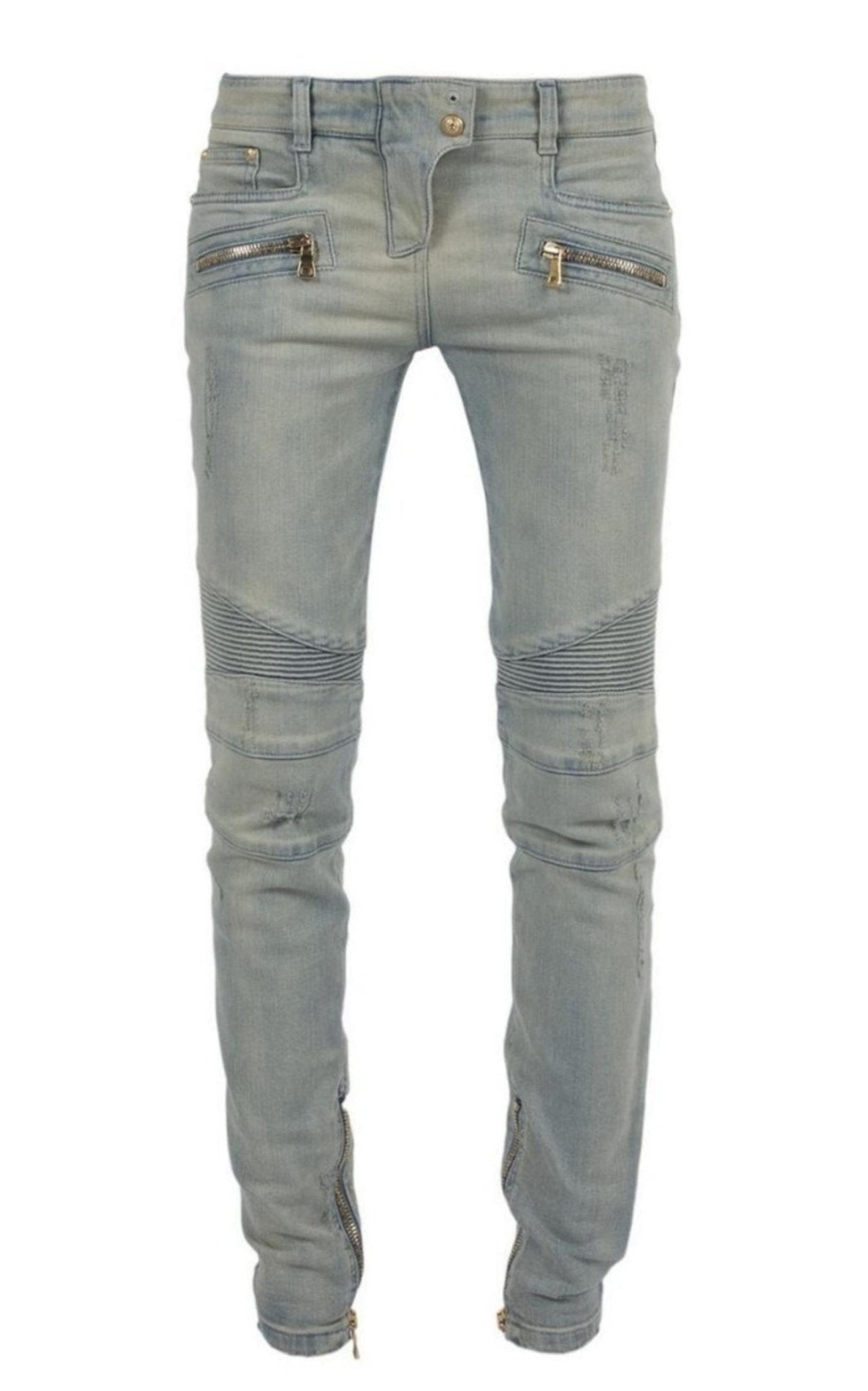 Balmain Distressed BikerJeans - Runway Catalog