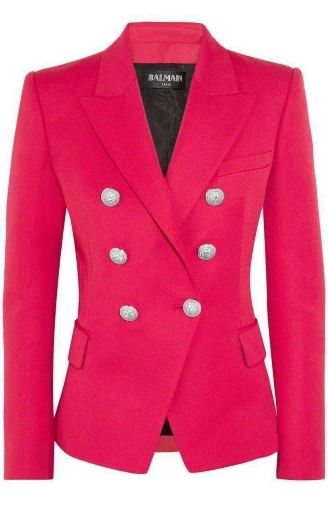 Balmain Double Breasted Red Wool Blazer - Runway Catalog