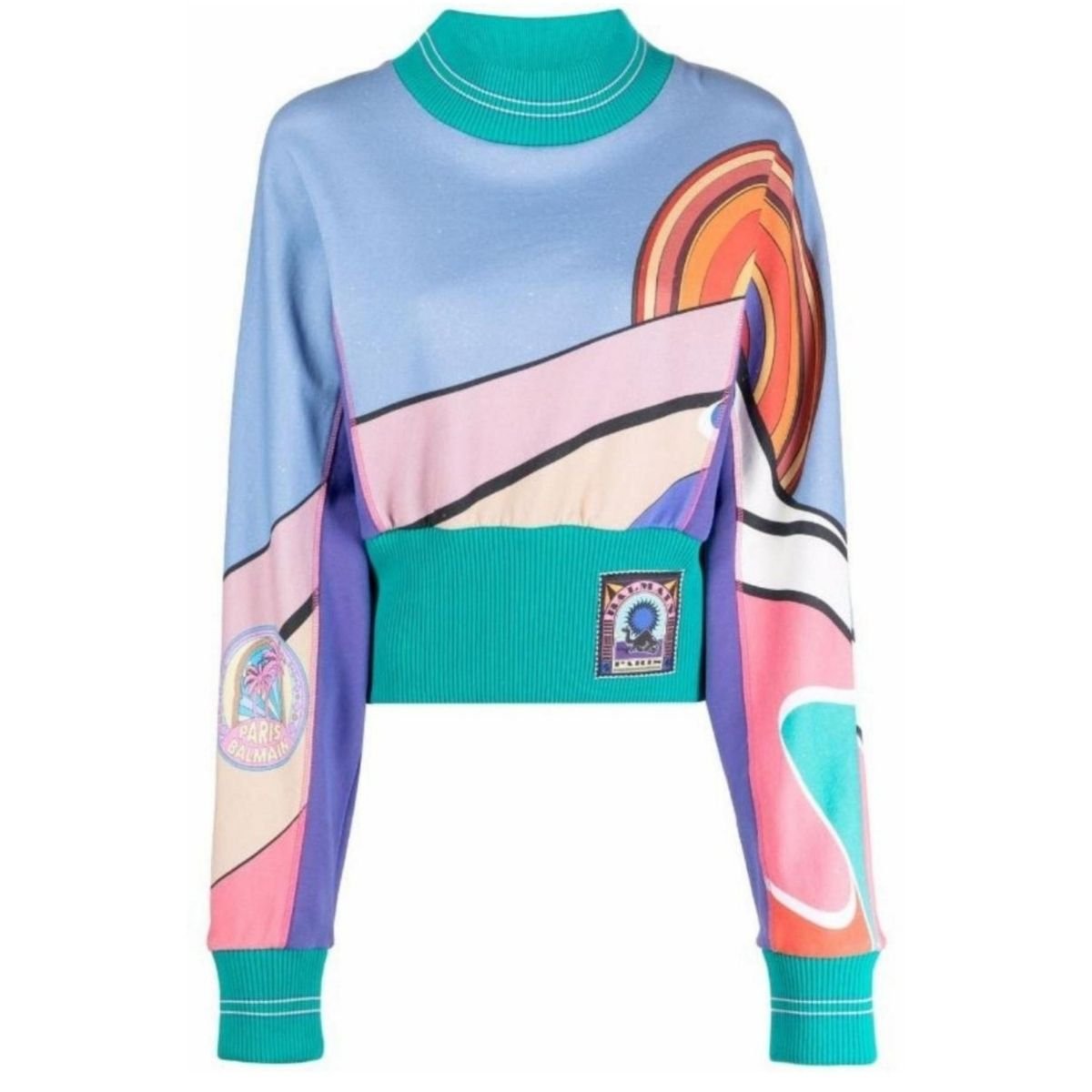 Balmain Geometric Print Crewneck Sweatshirt - Runway Catalog