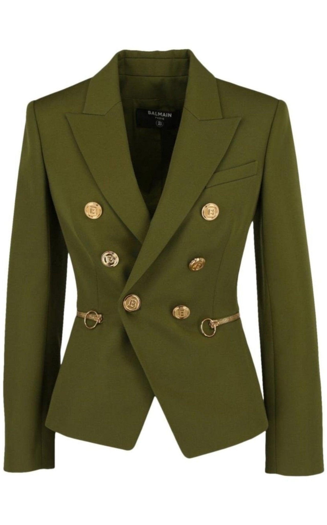 Balmain Green Wool Double - breasted Blazer - Runway Catalog