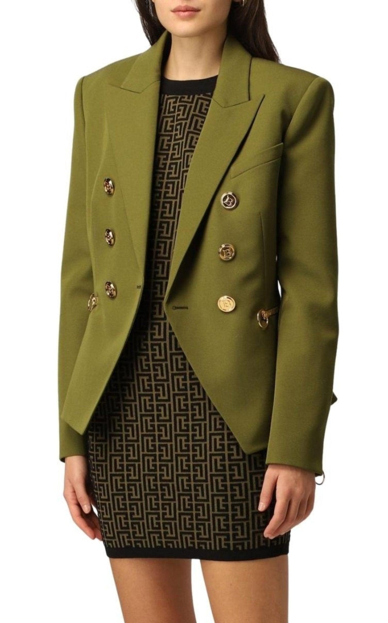 Balmain Green Wool Double - breasted Blazer - Runway Catalog