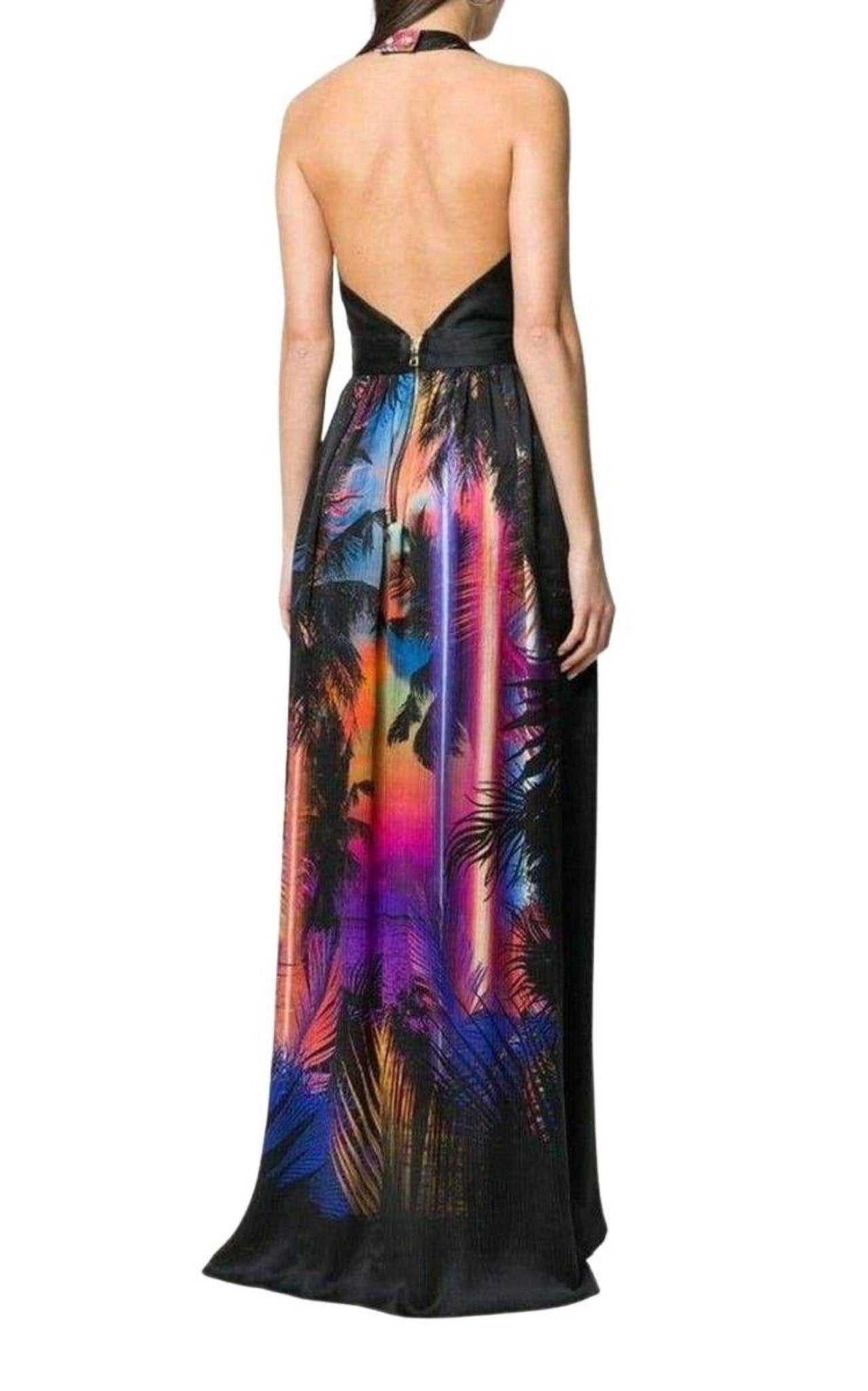 Balmain Halter Neck Printed Silk Dress - Runway Catalog