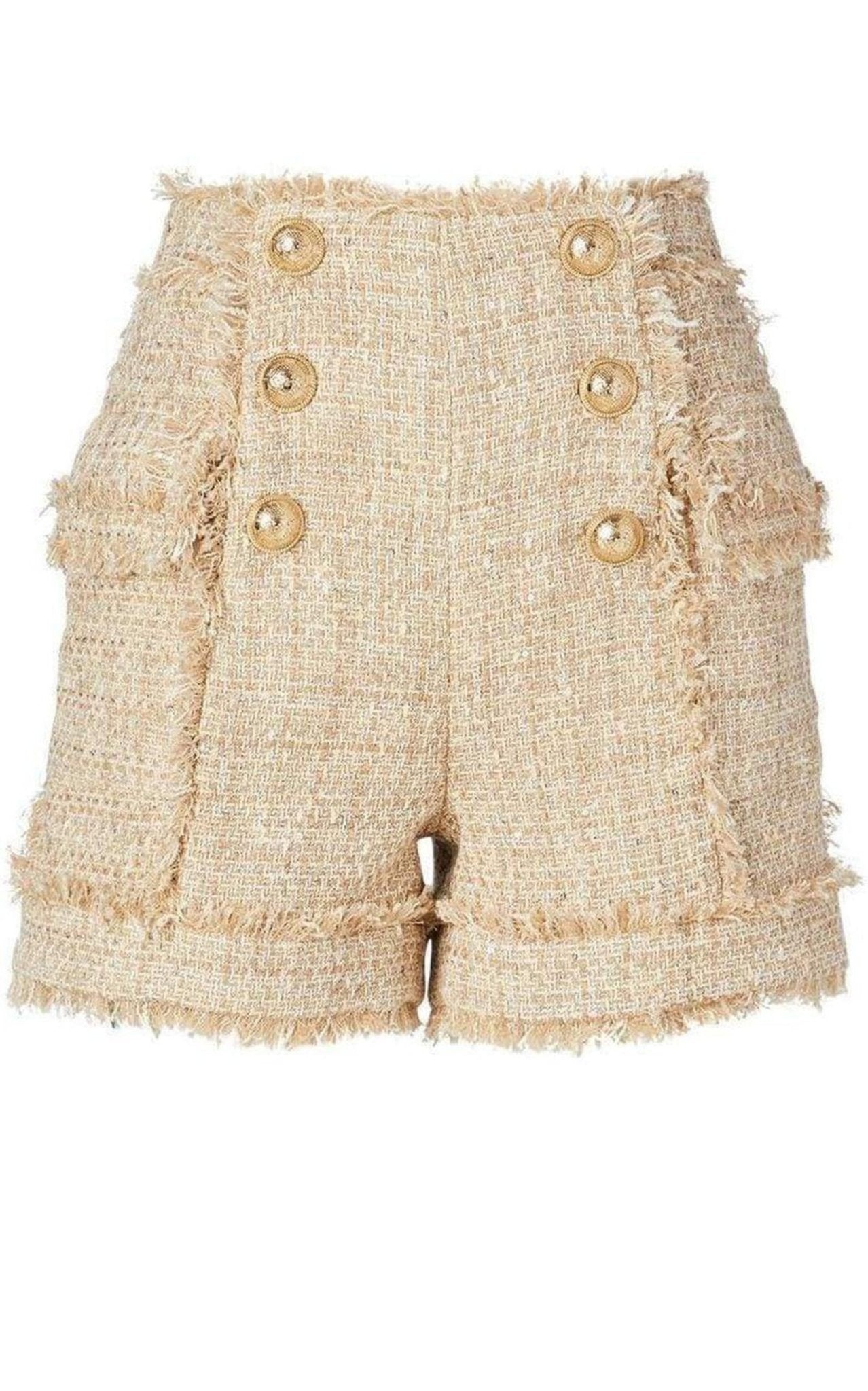 Balmain High-rise cotton-blend tweed shorts – Runway Catalog Balmain High-rise cotton-blend tweed shorts – Runway Catalog