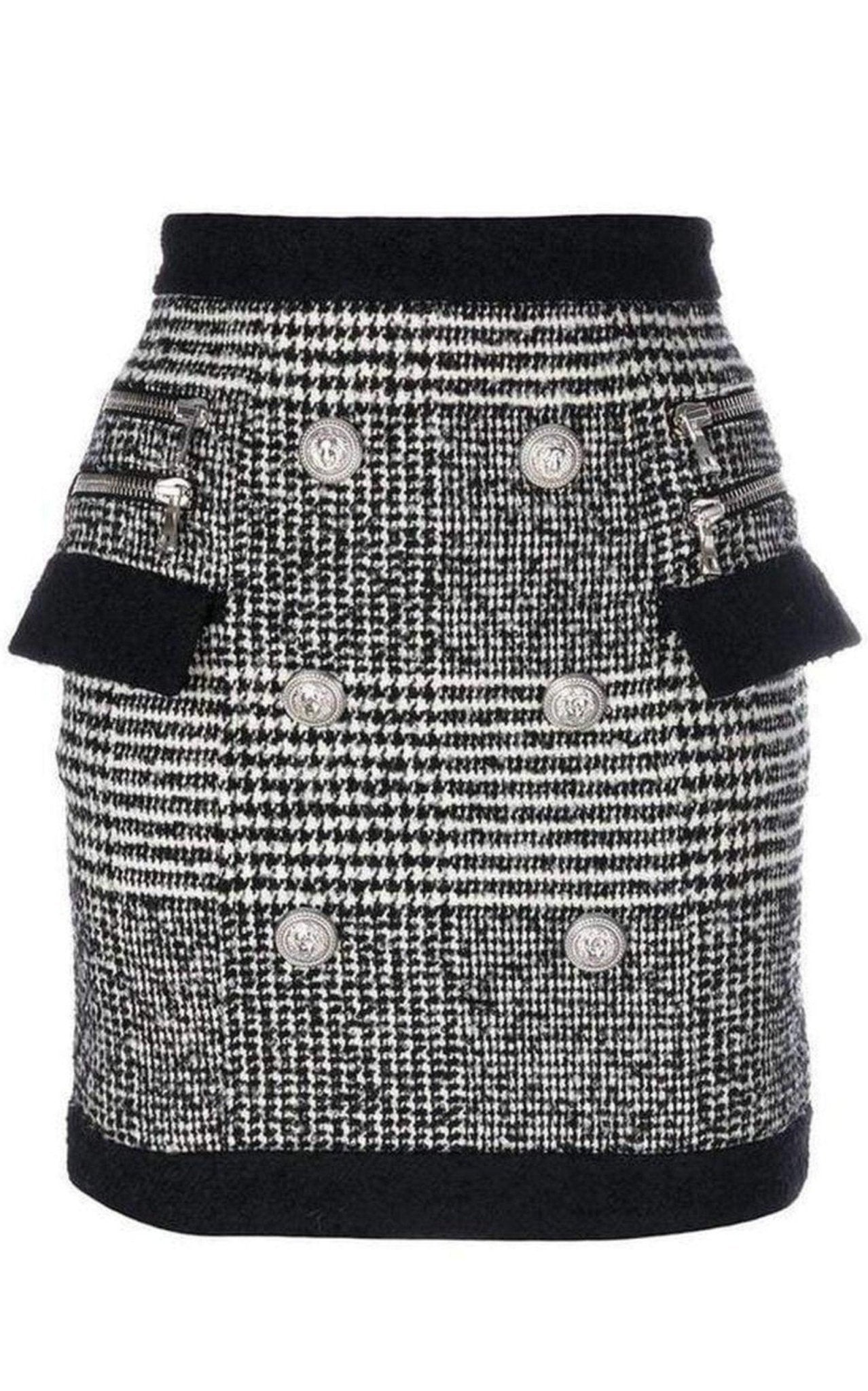 Balmain Houndstooth High - Rise Wool - Blend Mini Skirt - Runway Catalog