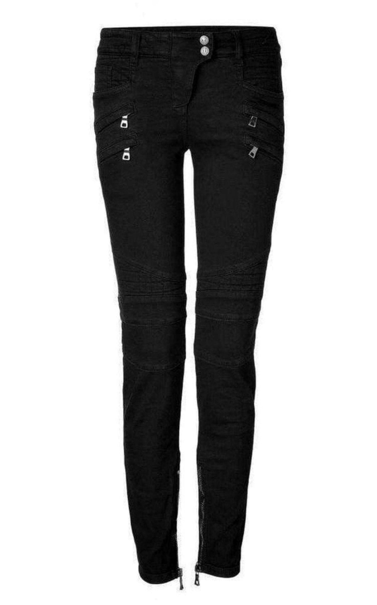 Balmain Jeans Low Rise Black Biker Jeans - Runway Catalog