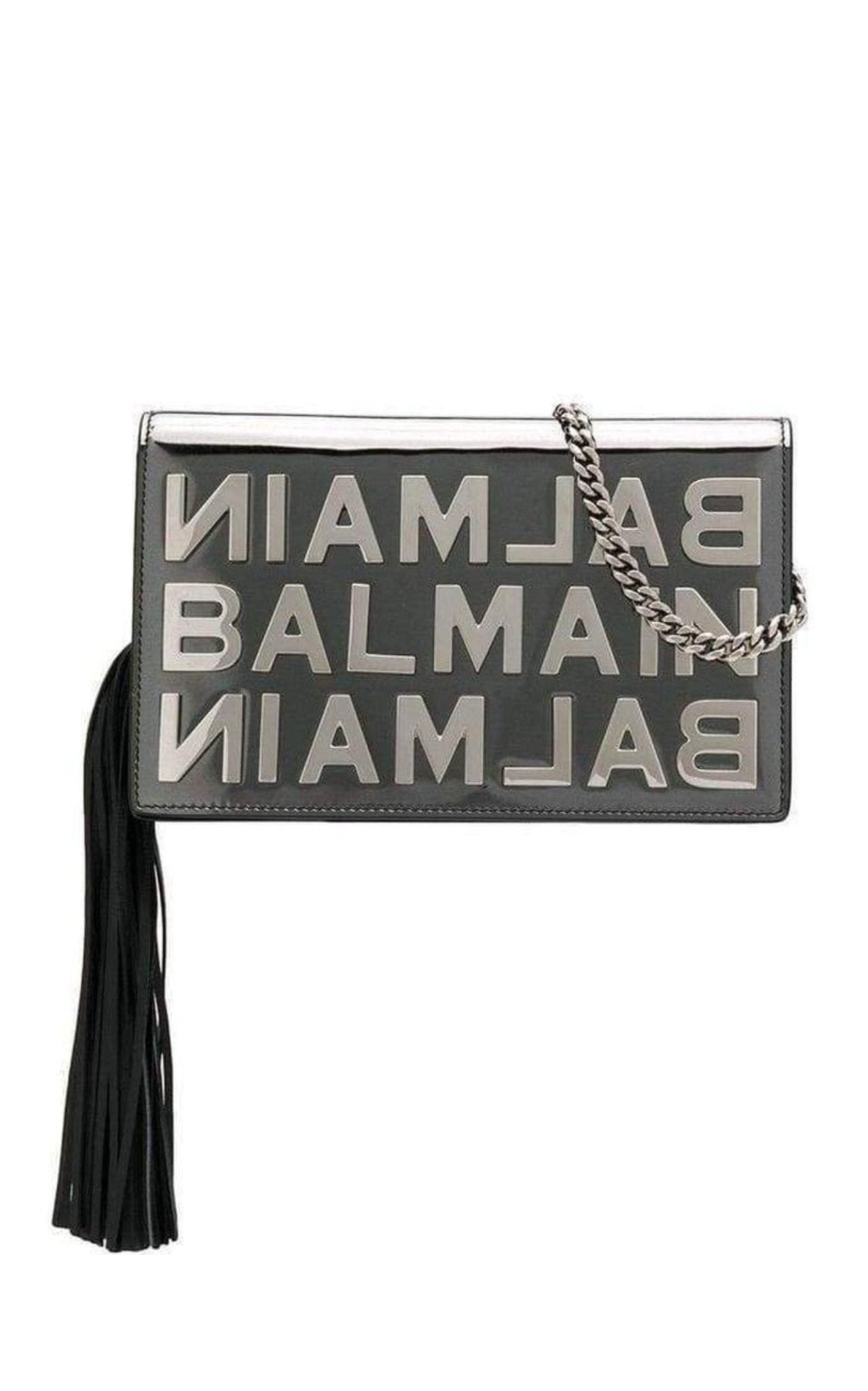 Balmain Logo Mirror Leather Crossbody Bag - Runway Catalog