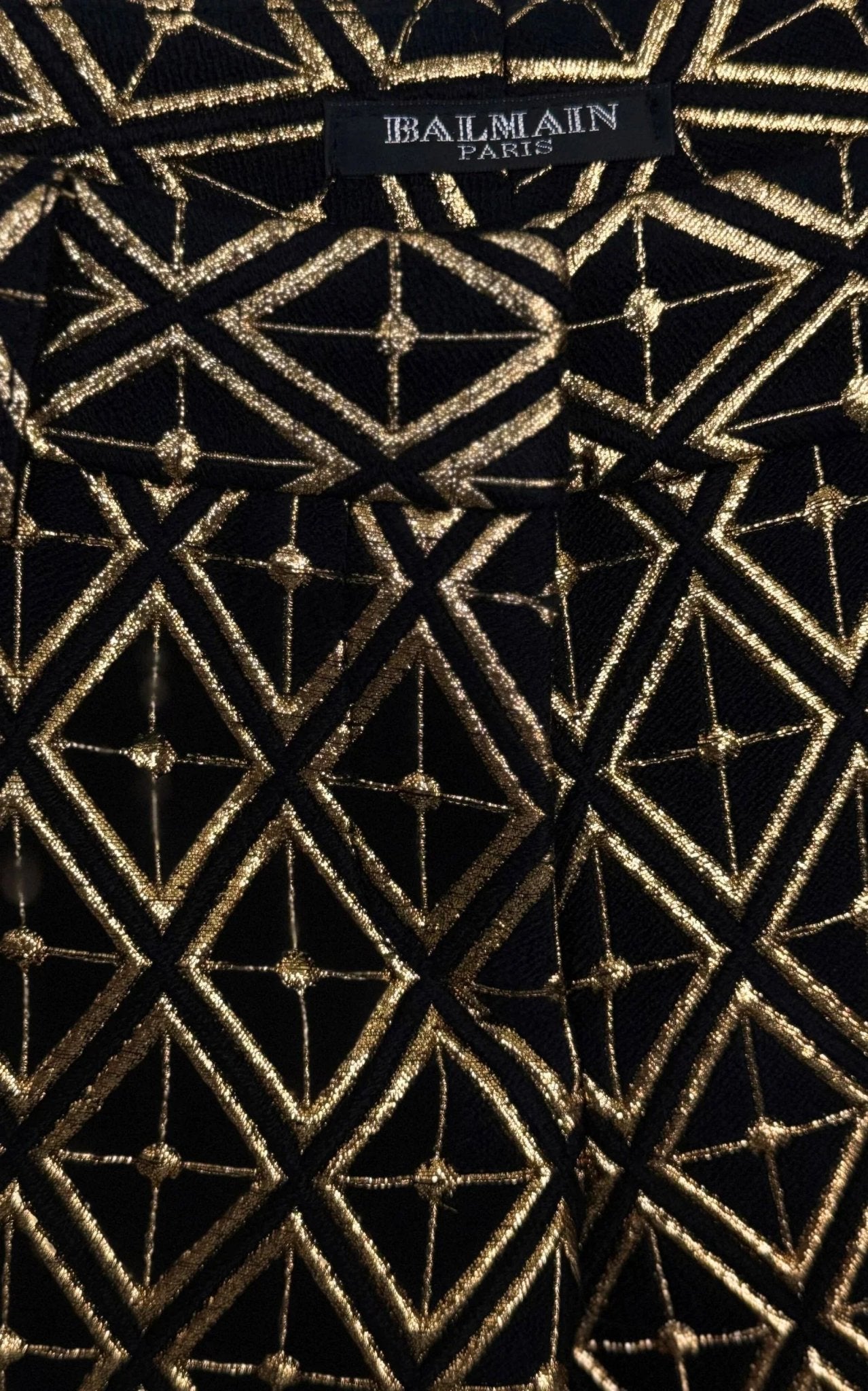 Balmain Metallic Jacquard Skinny Pants in Black and Gold - Runway Catalog