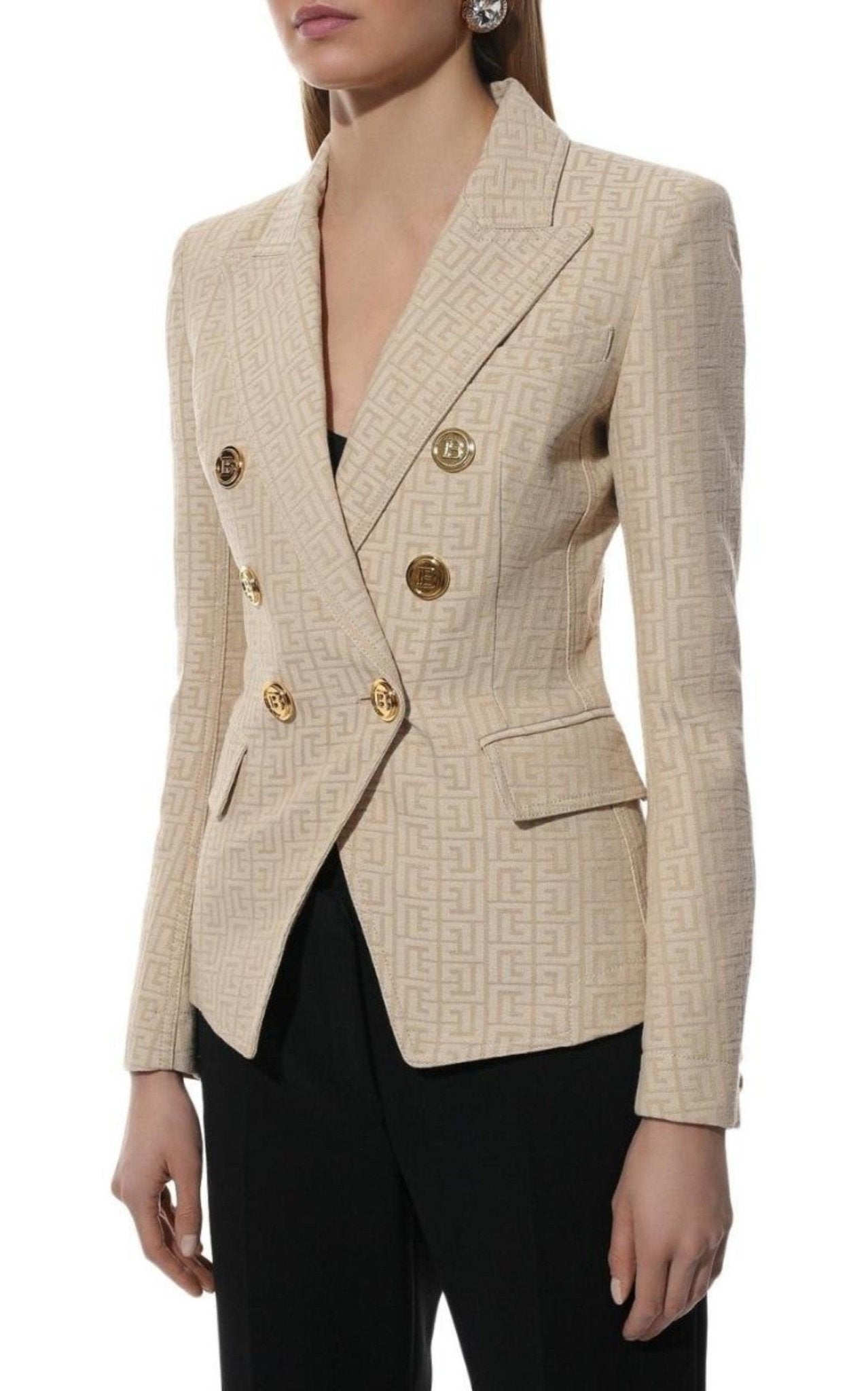 Balmain Monogram Jacquard Double Breasted Jacket - Runway Catalog